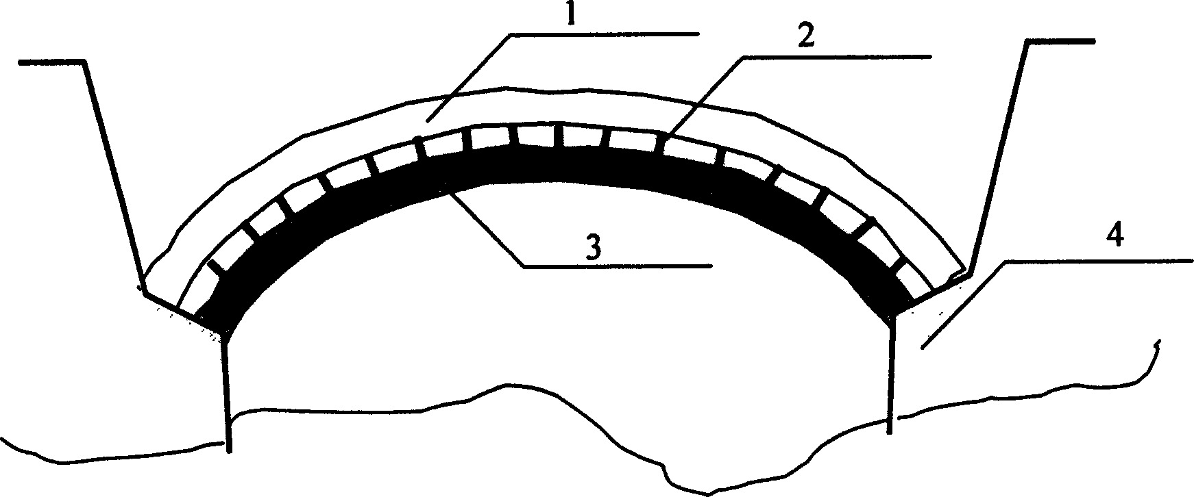 Arch-type bridge pre-tensioned construction