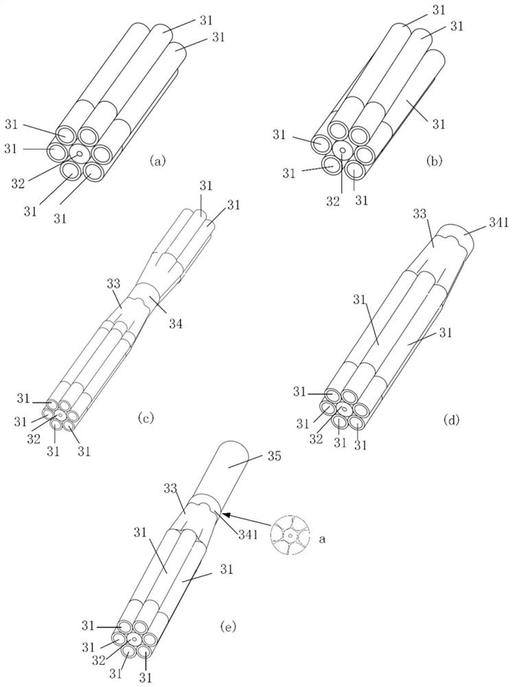 Coreless optical fiber-based pumping and signal beam combiner and preparation method thereof