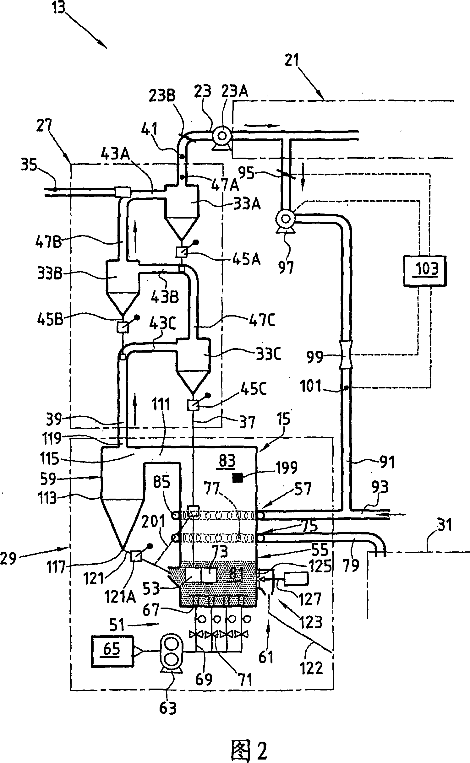 Installation and process for calcining a mineral load containing a carbonate in order to produce a hydraulic binder