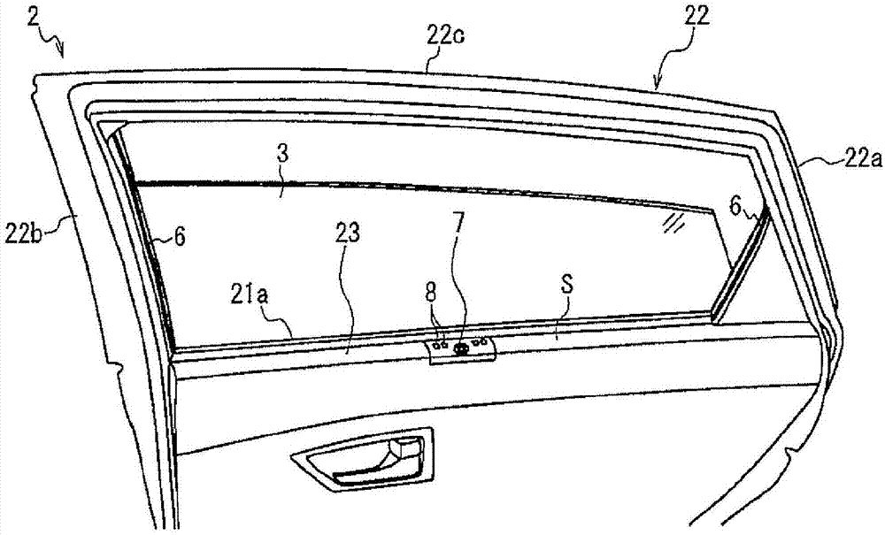 Vehicle window glass raising/lowering device, vehicle door, and vehicle