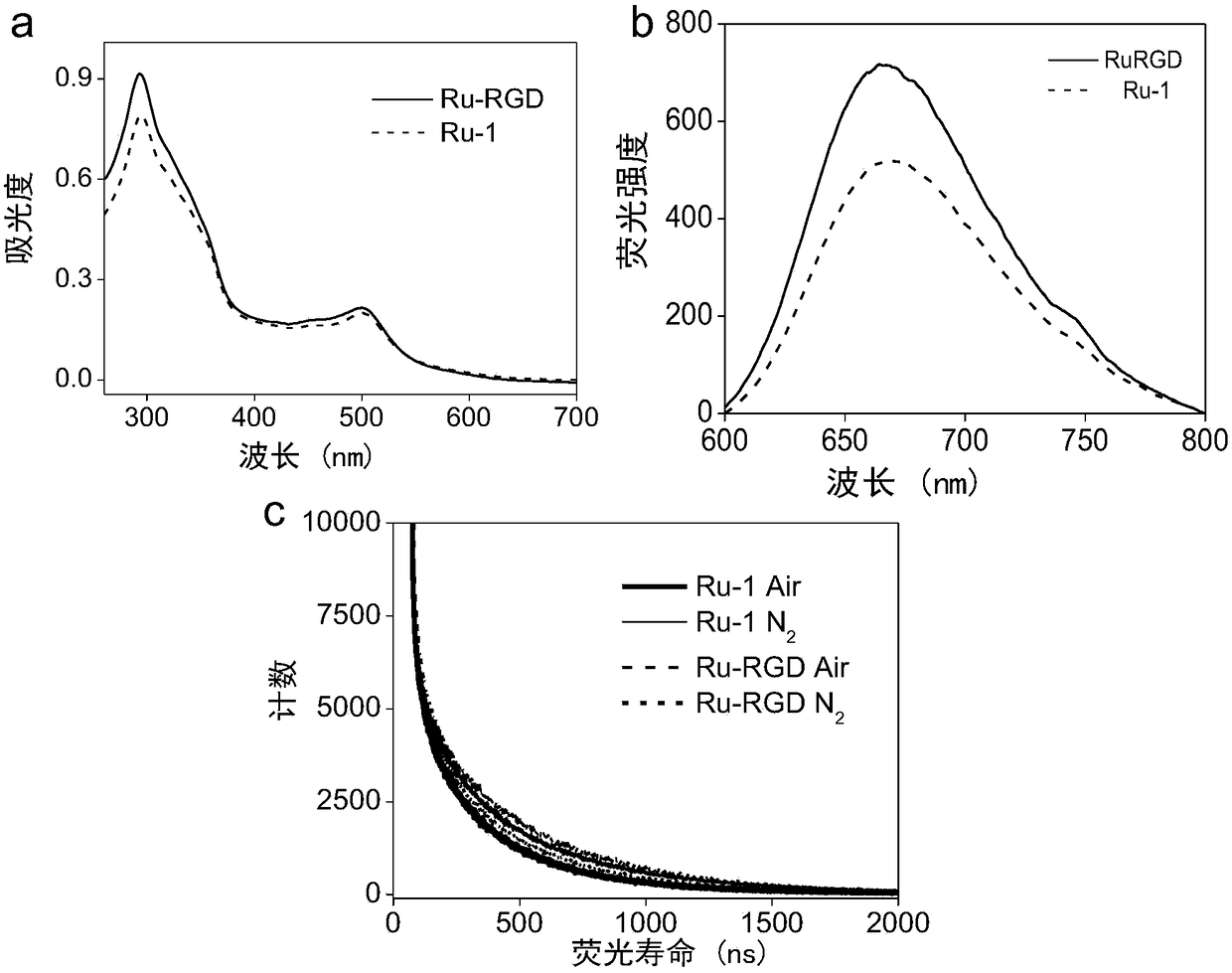 Preparation method of two-photon absorption type ruthenium complex and application of ruthenium complex as tumor probe