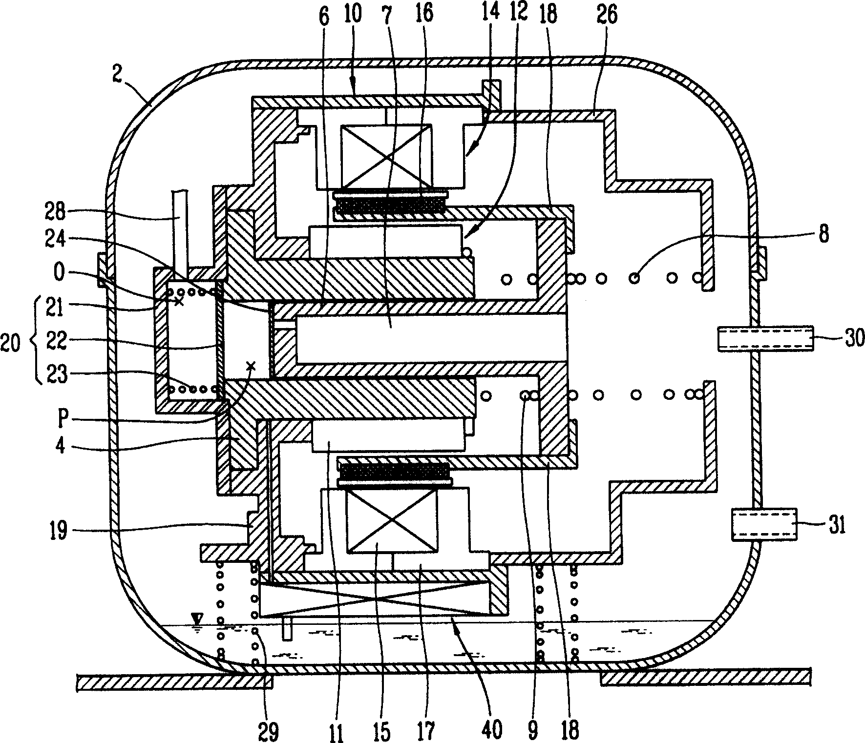 Vibration reduction structure of reciprocating compressor