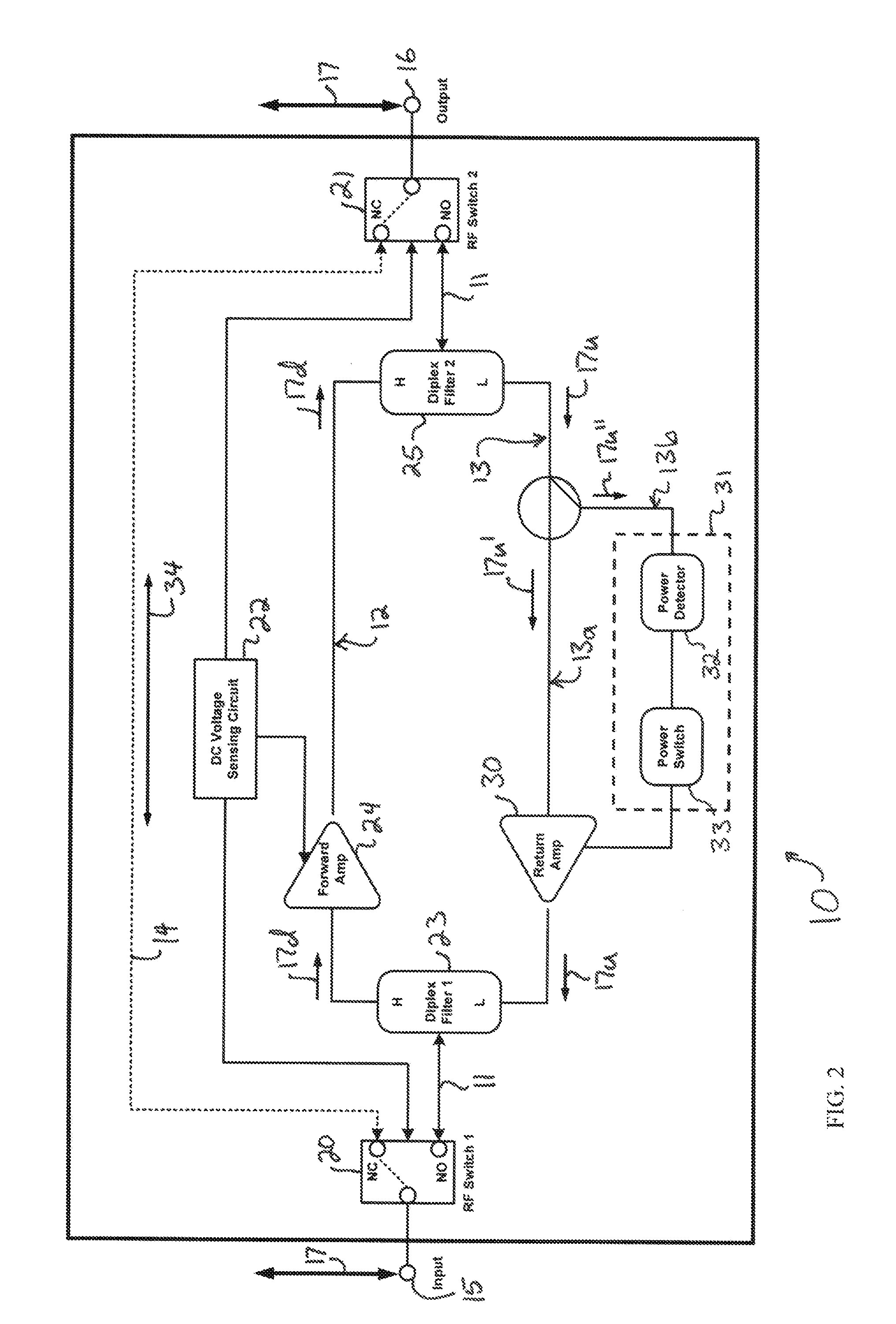 Return Path Noise Reducing Amplifier with Bypass Signal