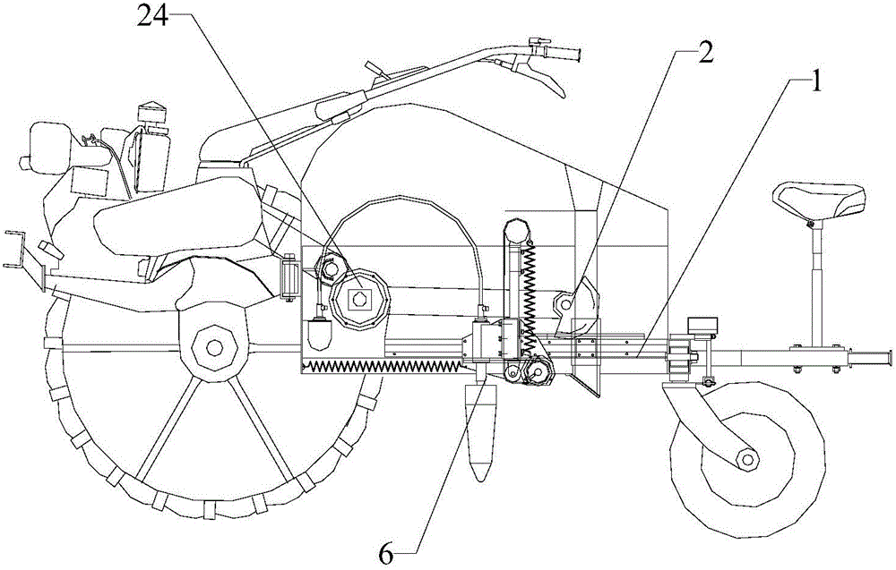 Hole excavating mechanism of transplanting machine