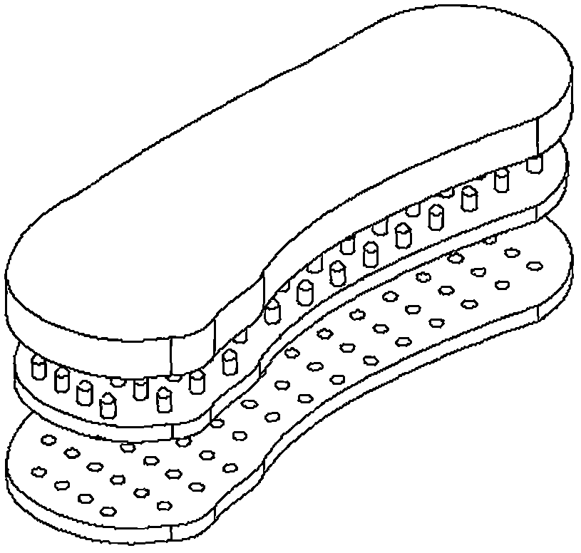 Dual-purpose anti-slip and shock reduction reinforcing shoe soles