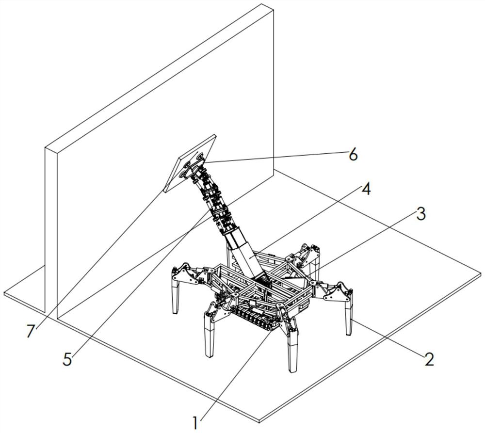 Six-foot crawler-type parallel hydraulic building curtain plate mounting robot