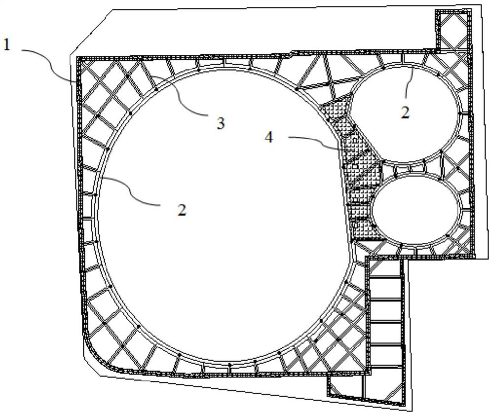 Application method of multi-ellipse and ring-shaped composite braces in deep and large mud foundation pit engineering