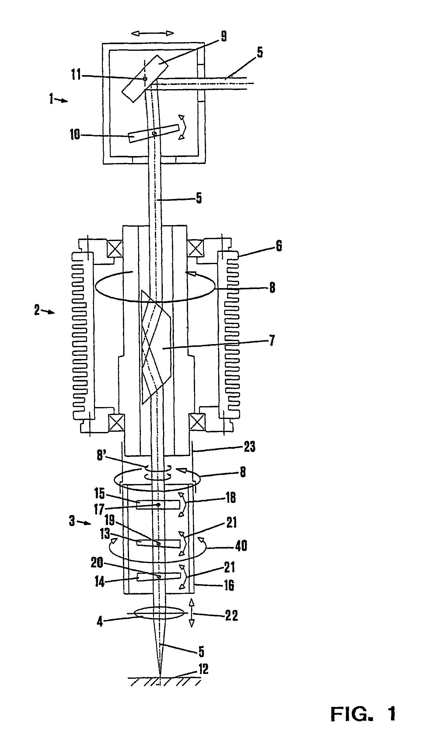 Device for drilling and for removing material using a laser beam