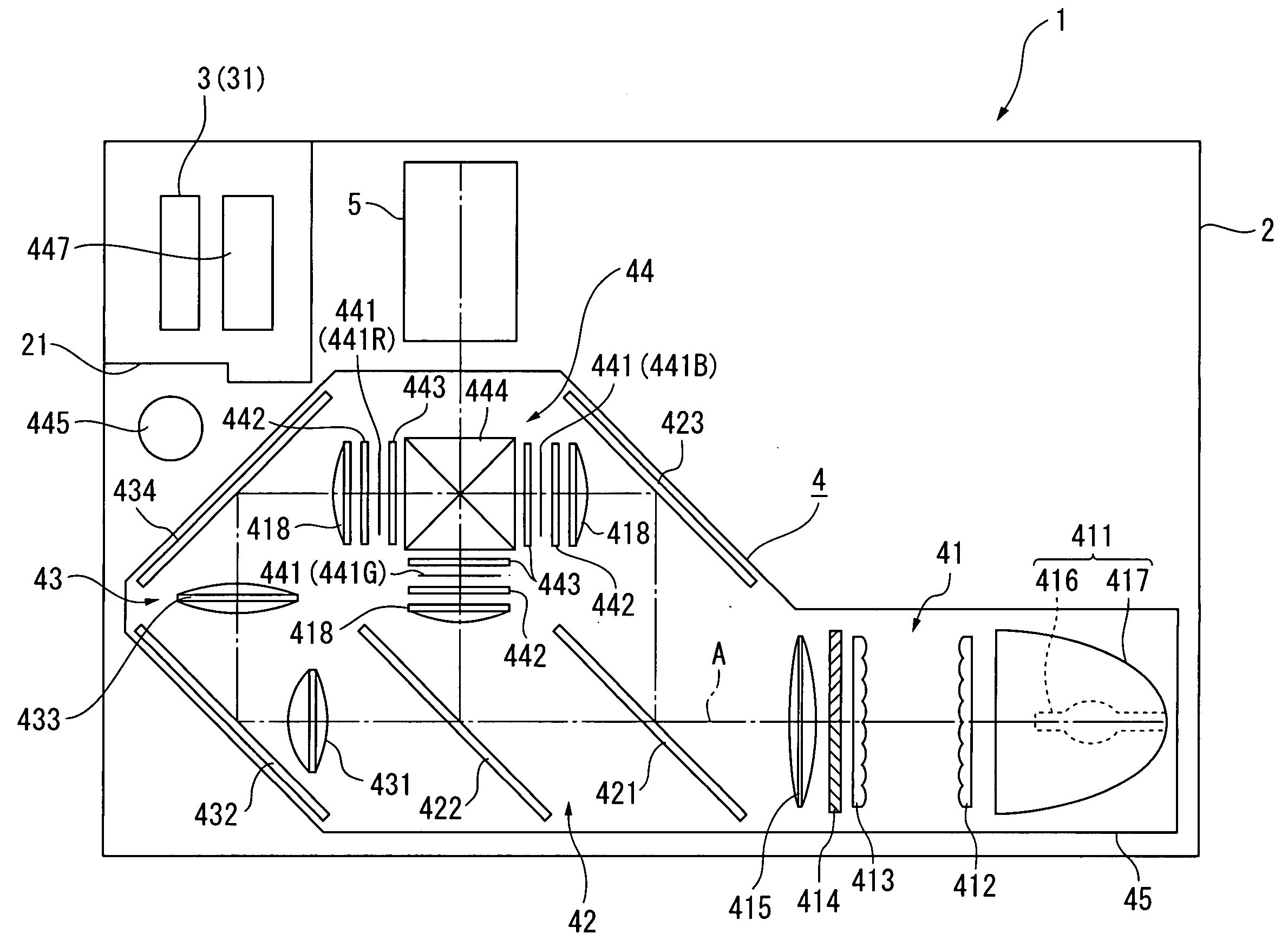 Optical device and projector