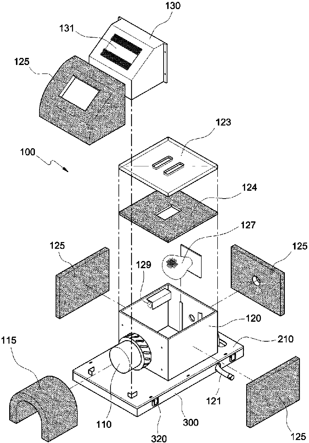 Pad shoe dust removal device