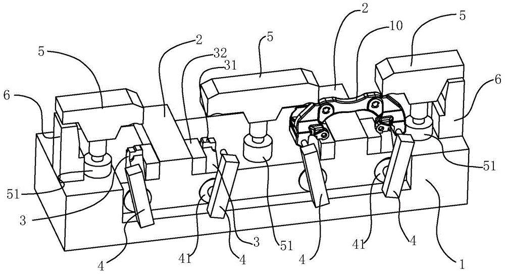 A positioning fixture for an automobile brake caliper bracket
