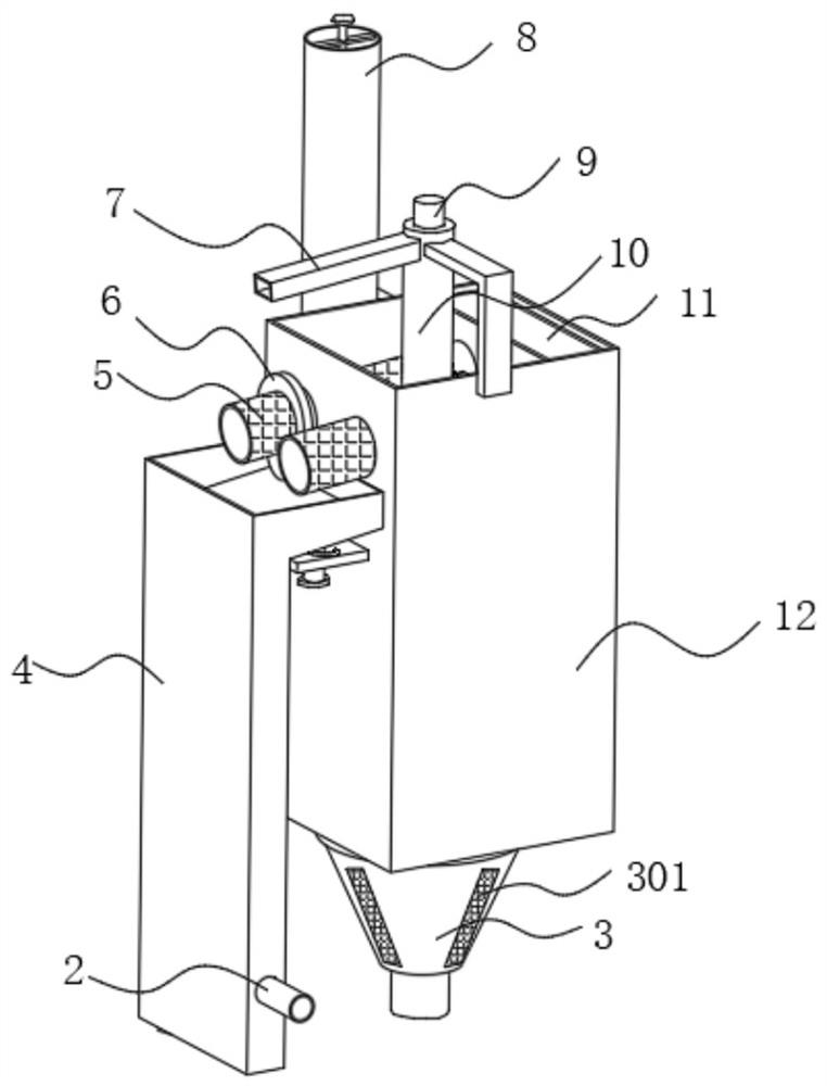 Coating waste filtering device