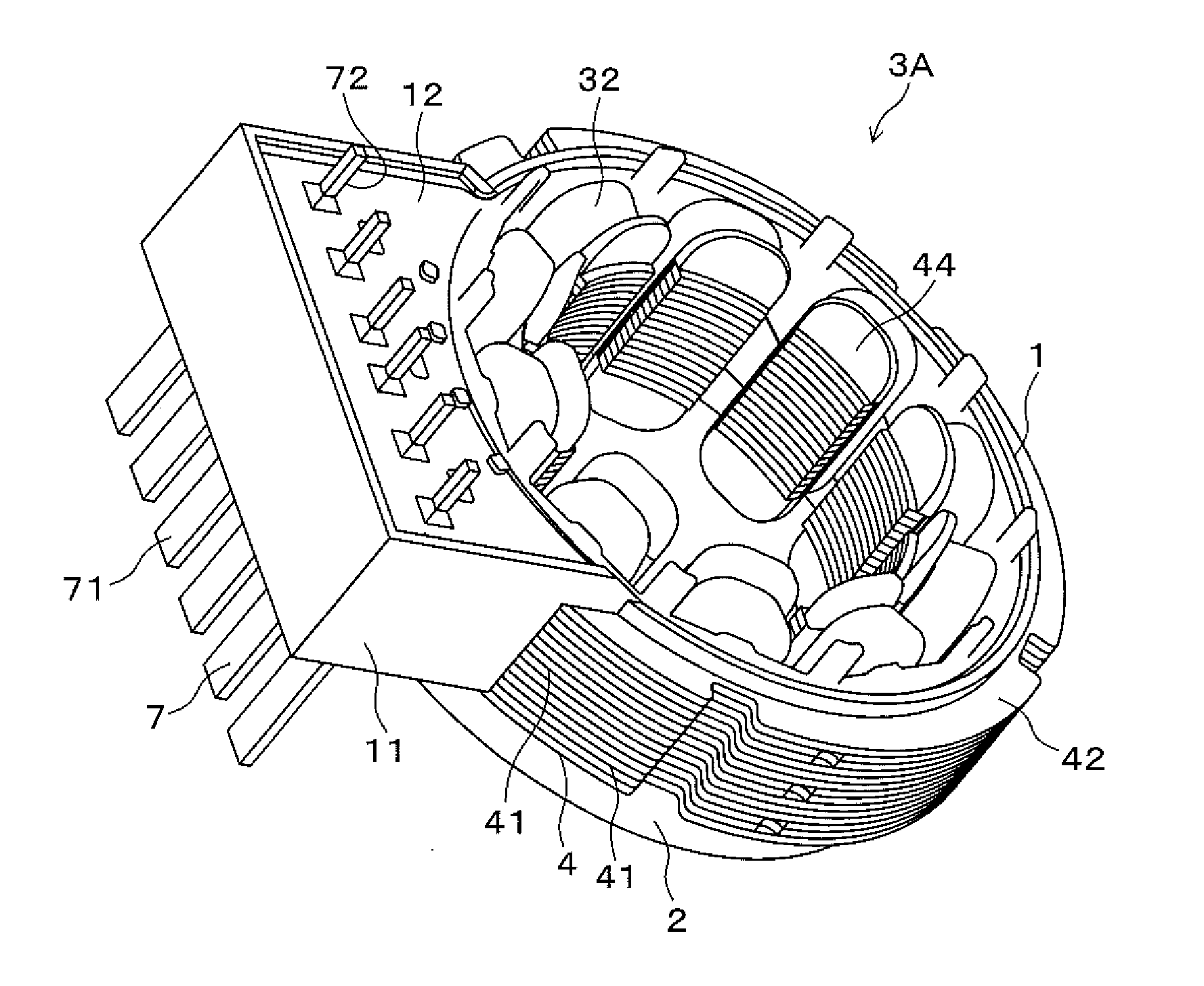 Terminal block structure and stator for resolver
