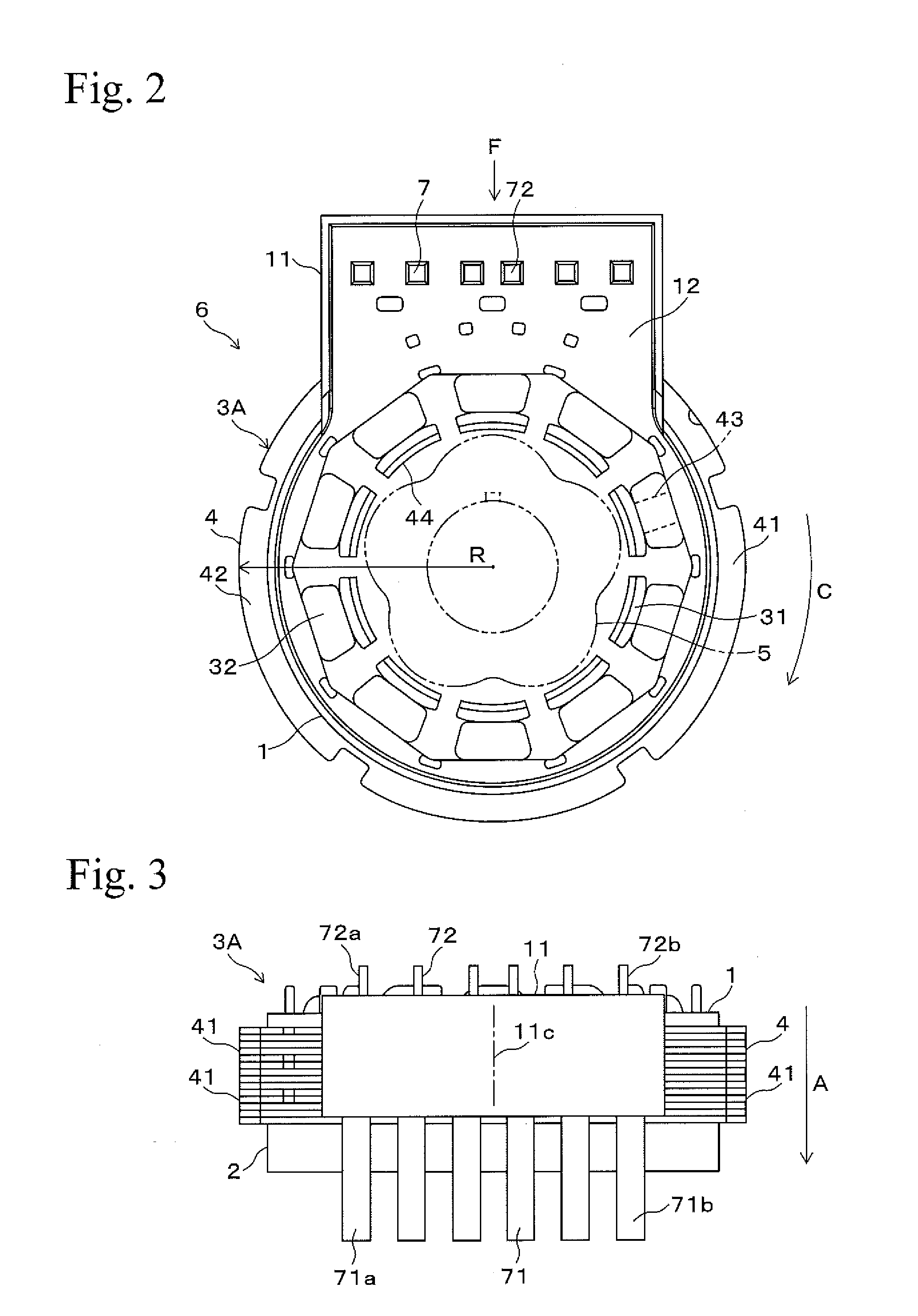 Terminal block structure and stator for resolver