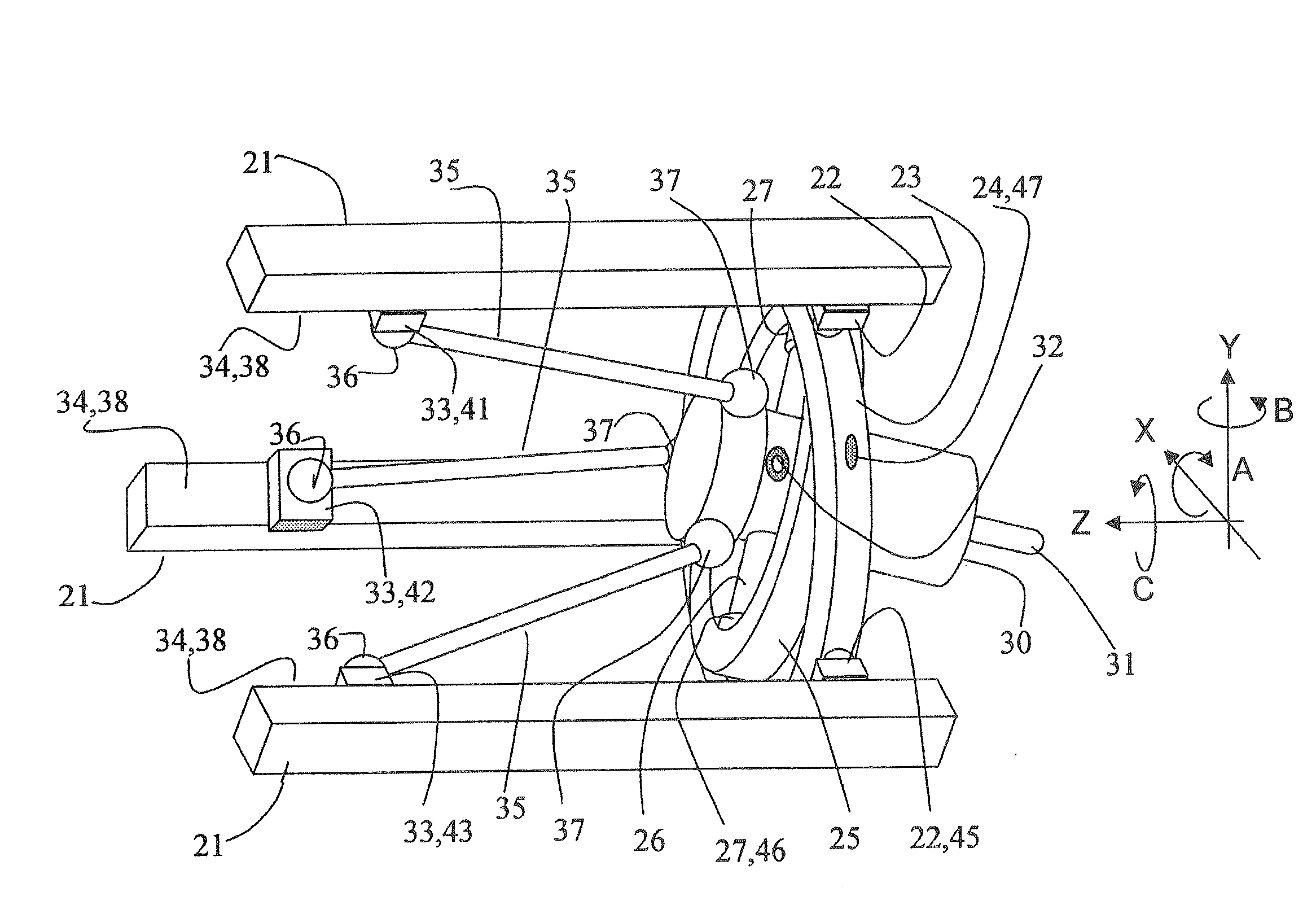 Three degree of freedom parallel mechanism, multi-axis control machine tool using the mechanism and control method for the mechanism