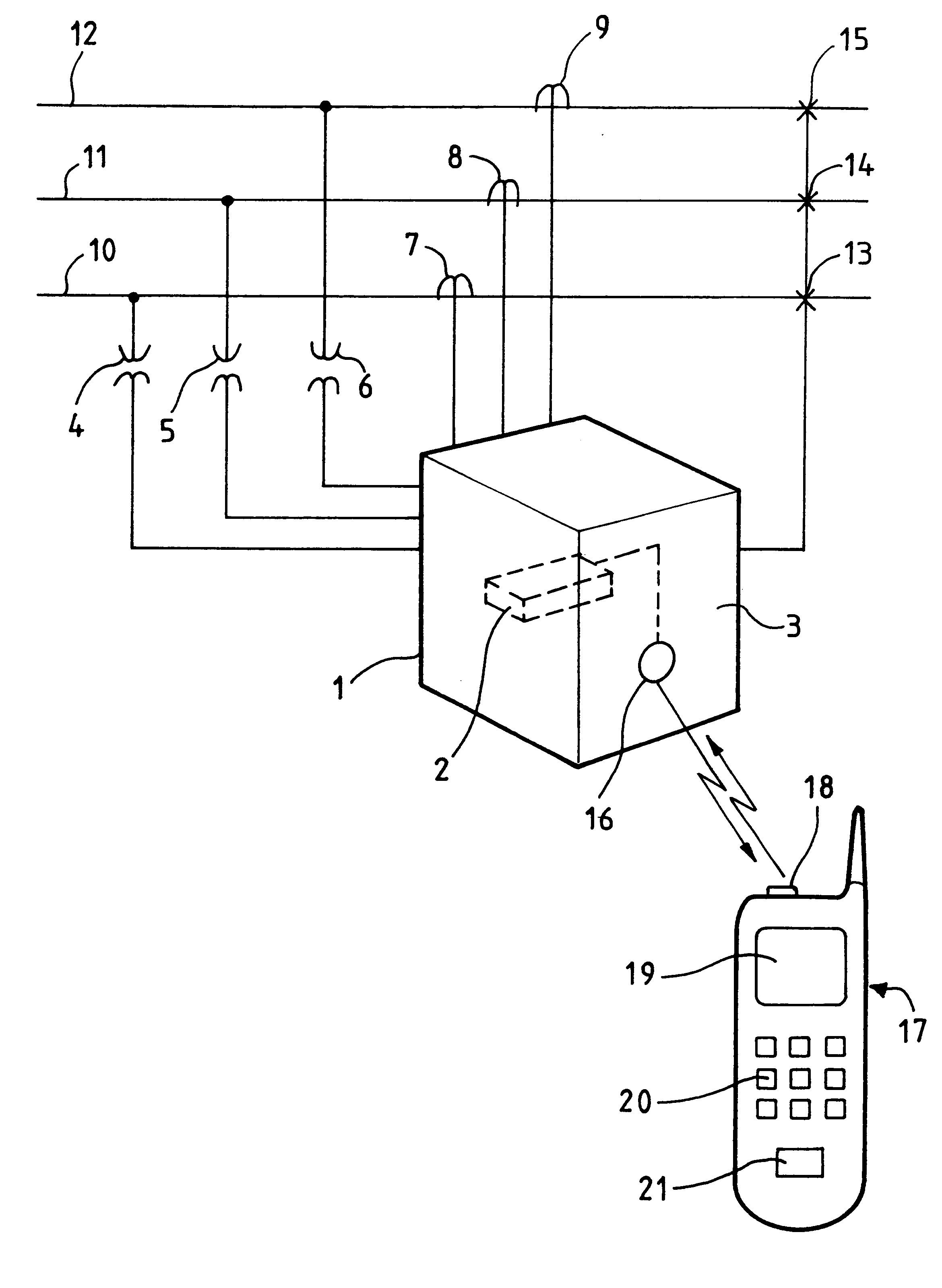 Protection system for an electricity network having an infrared data transmission link using the WAP protocol