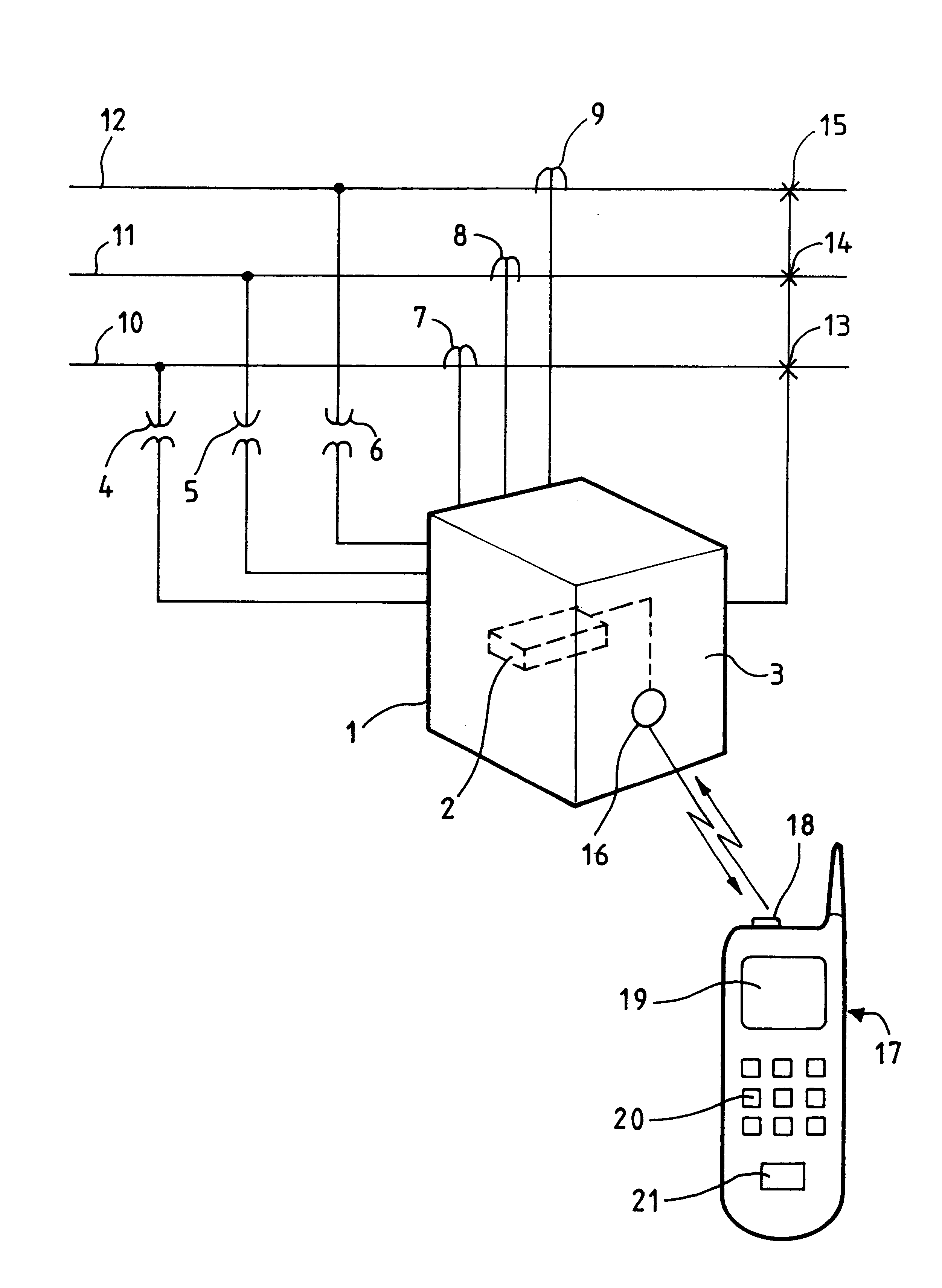 Protection system for an electricity network having an infrared data transmission link using the WAP protocol