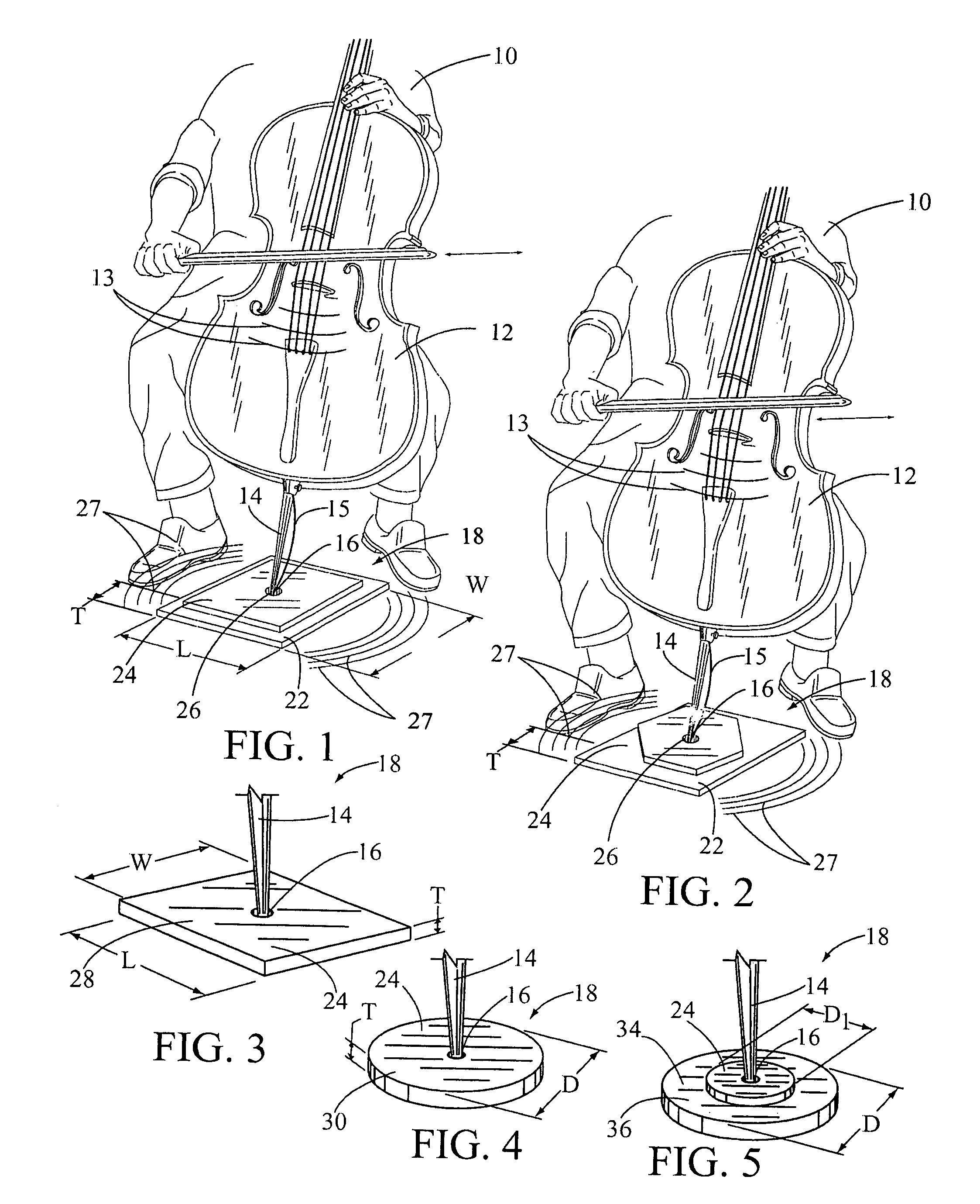 Portable dissipating medium used for removal of vibrational interference in a bowed string of a violin family instrument