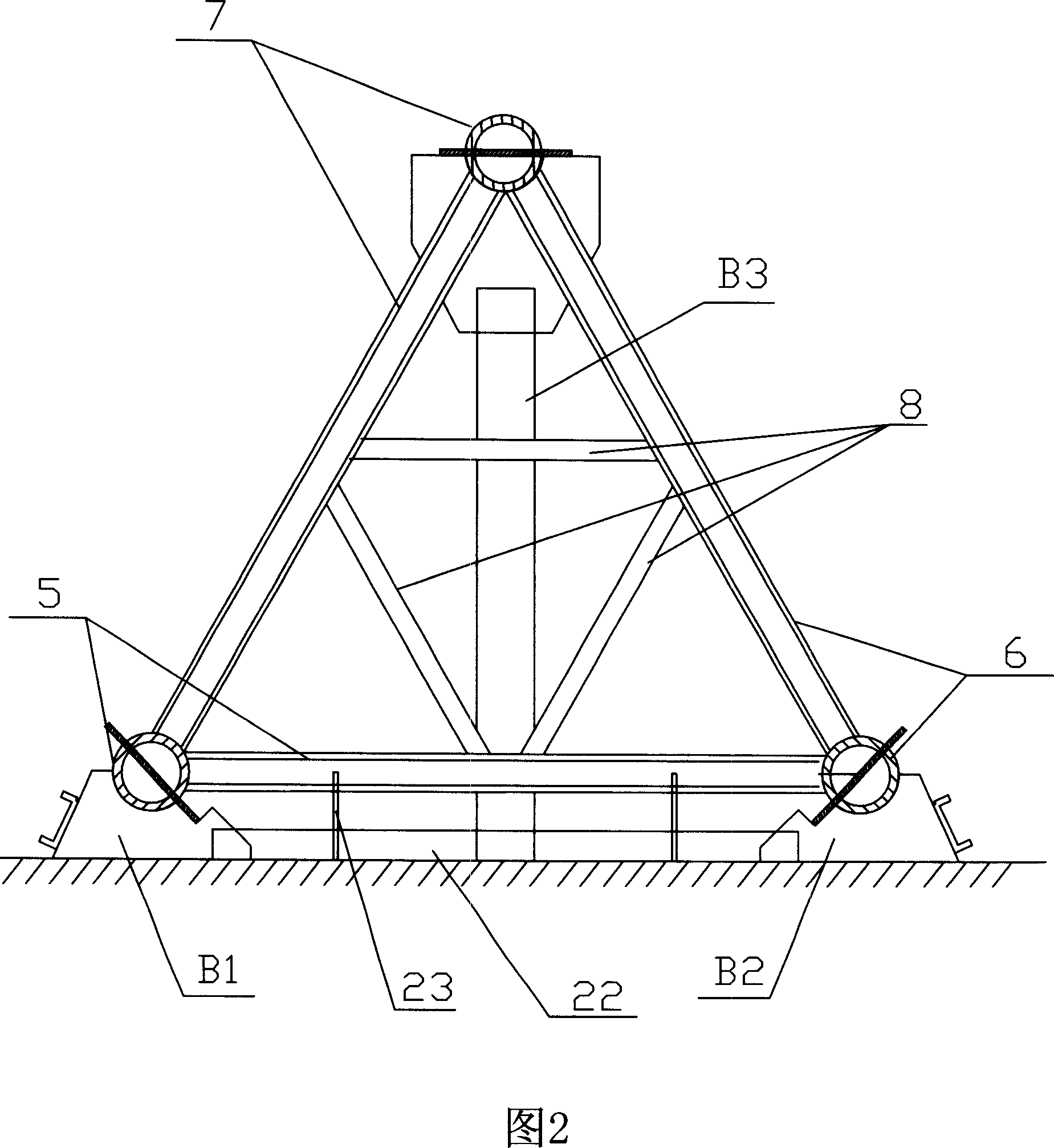 Assembling method for large truss type pile leg structure