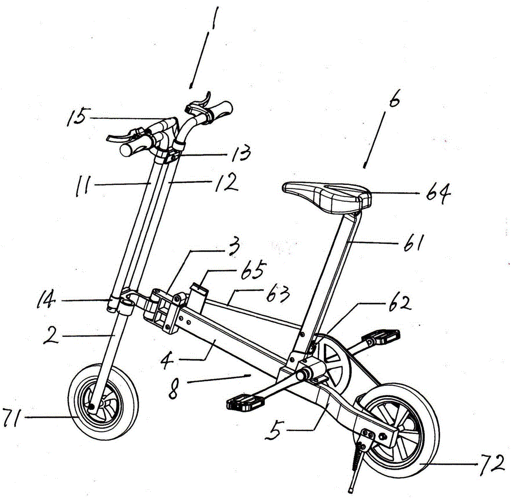 Telescopic-handle folding portable bicycle