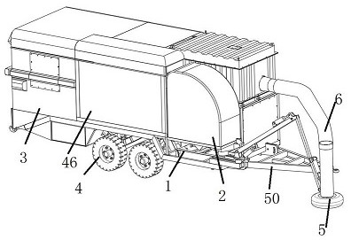 Walking type leaf sucking, sweeping and bar pressing integrated equipment