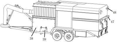 Walking type leaf sucking, sweeping and bar pressing integrated equipment