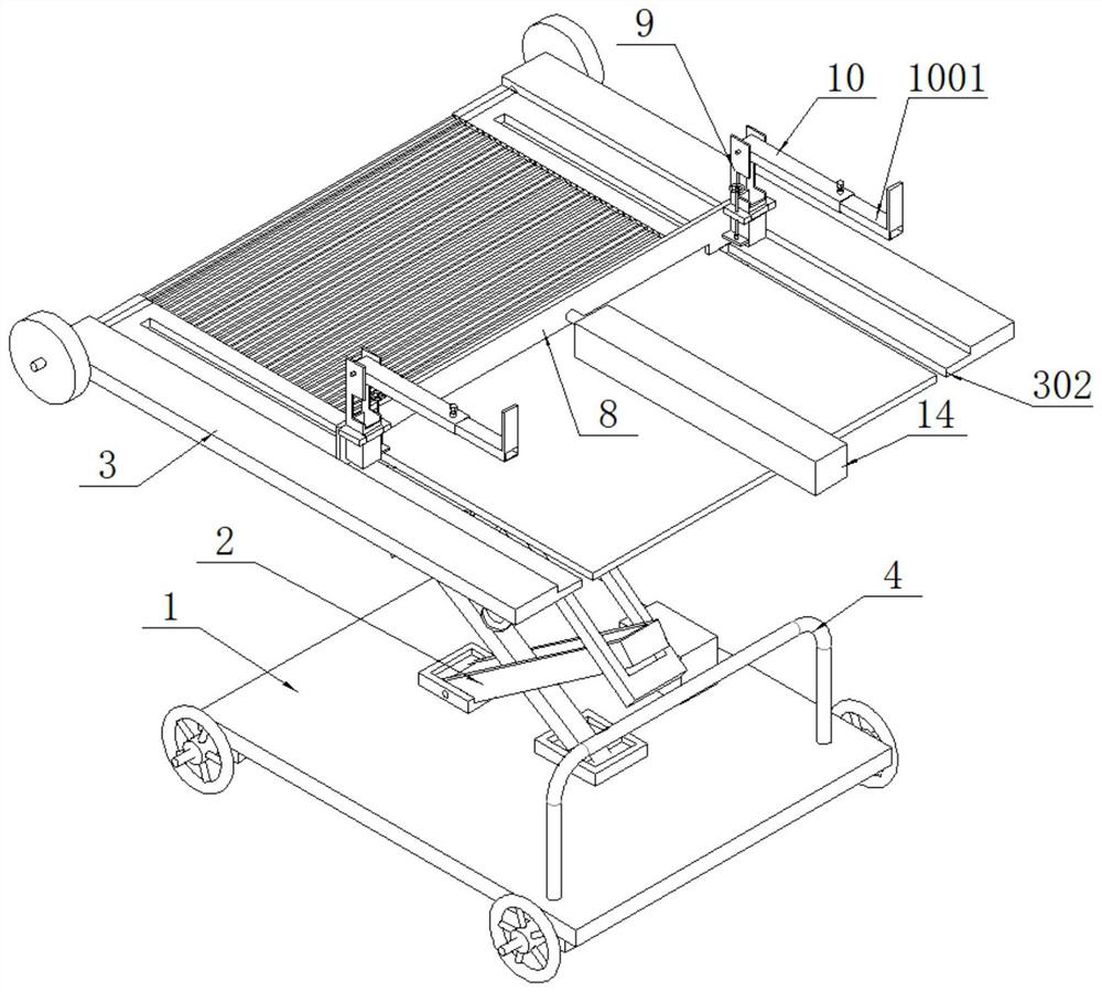 A platform distribution box transportation device used in an industrial workshop