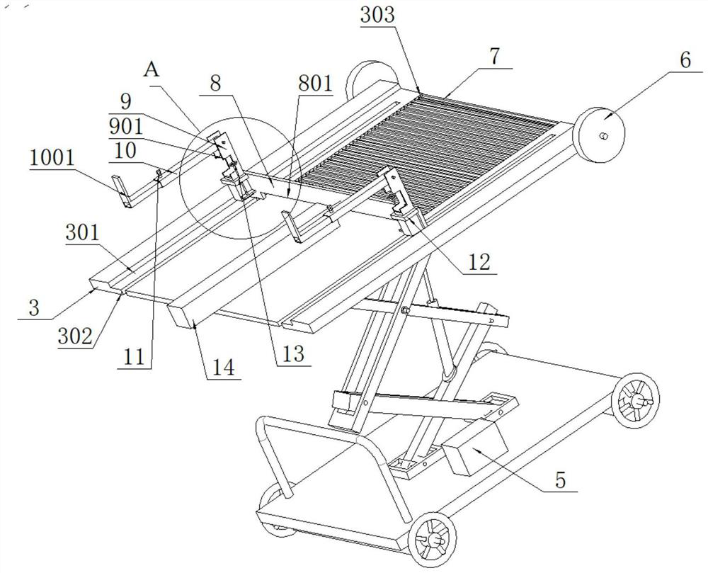 A platform distribution box transportation device used in an industrial workshop