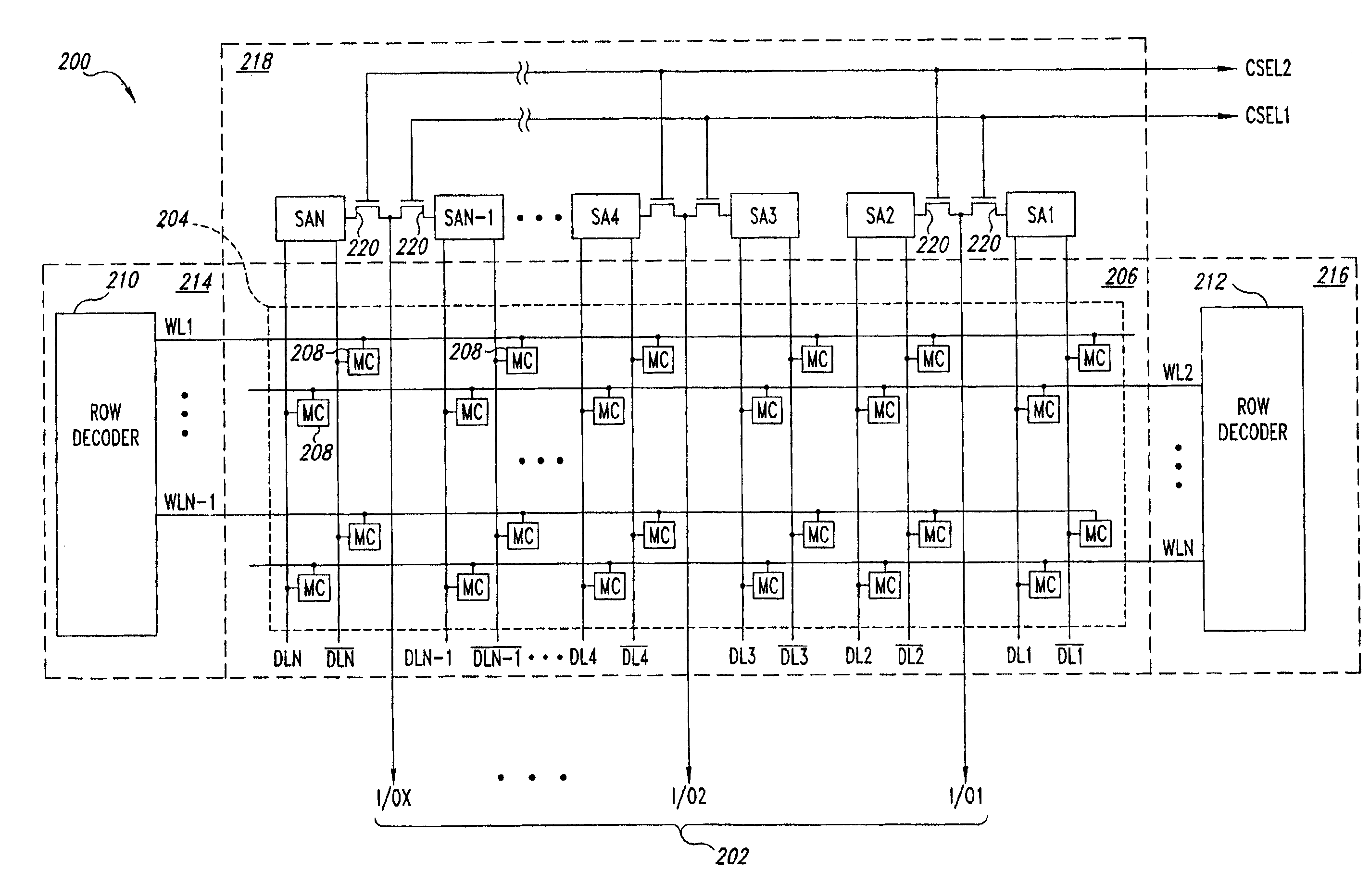 Memory device having a relatively wide data bus