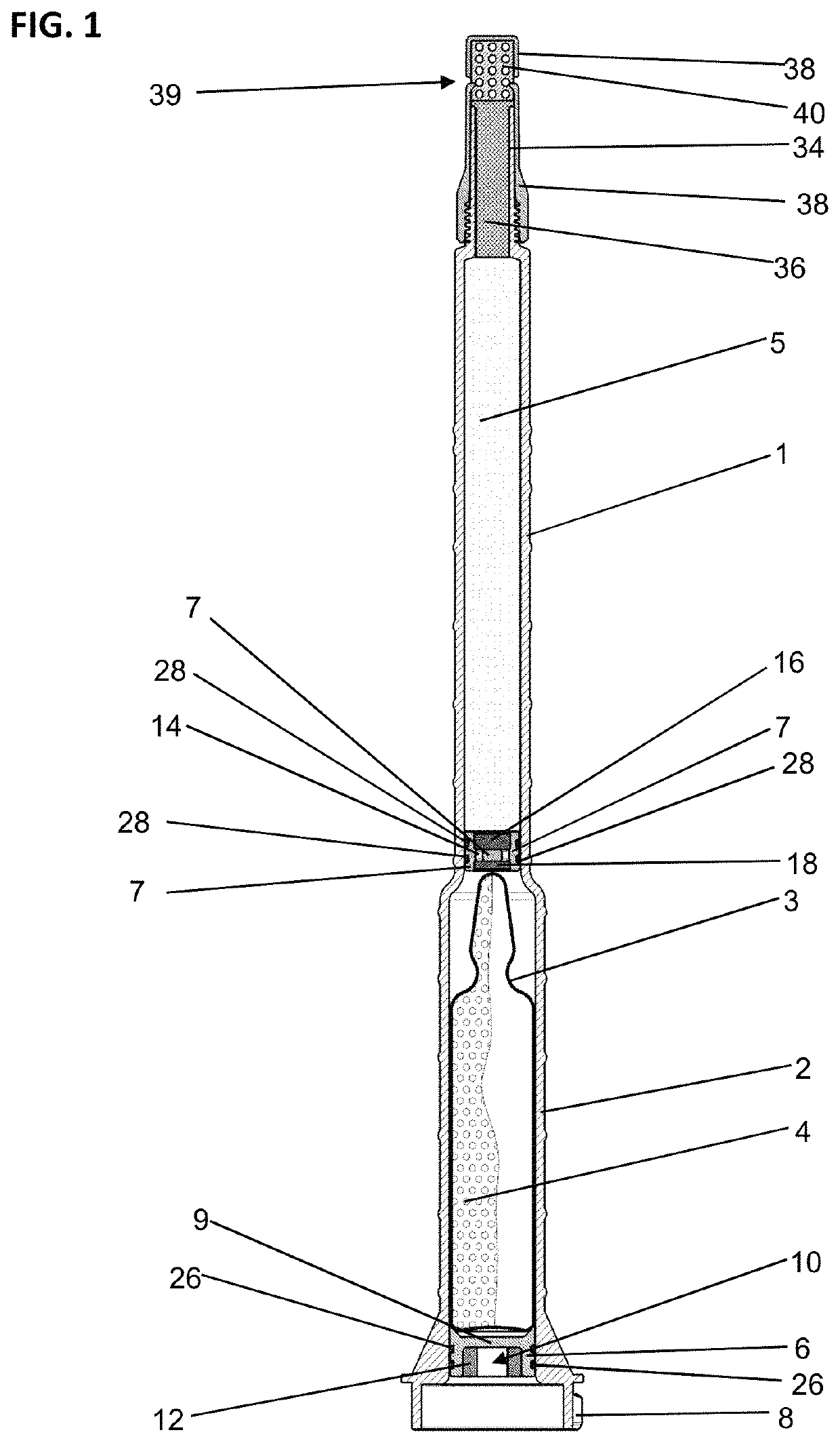 Device for storage, mixing and dispensing of a bone cement, and pertinent method