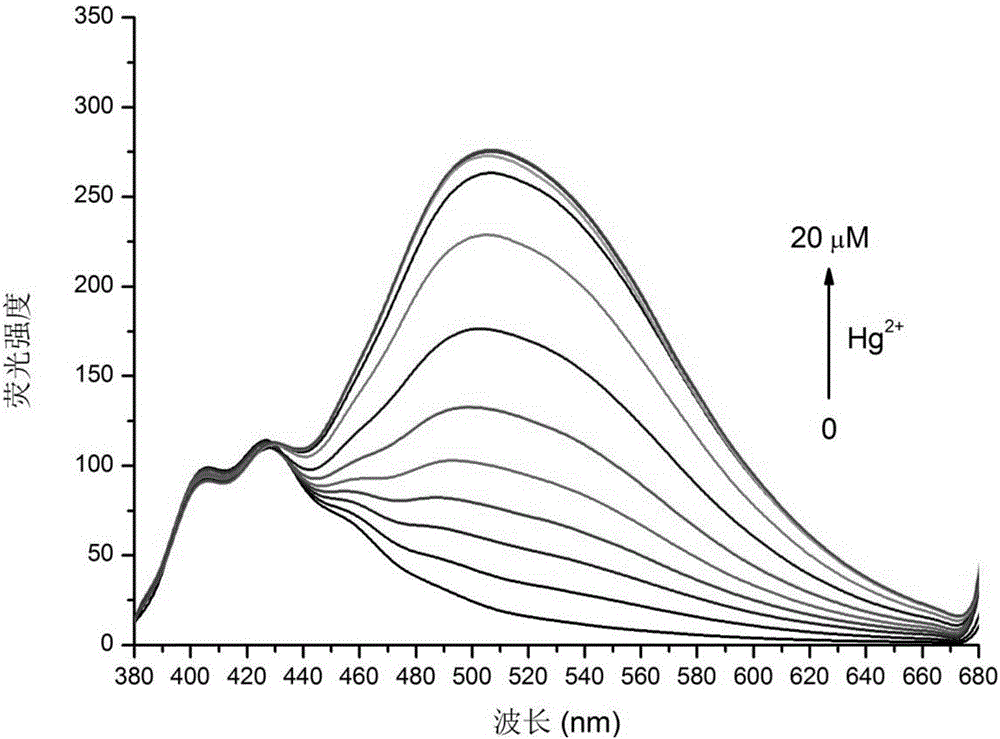 8-hydroxyquinoline mercury ion rate type fluorescent probe and preparation method thereof