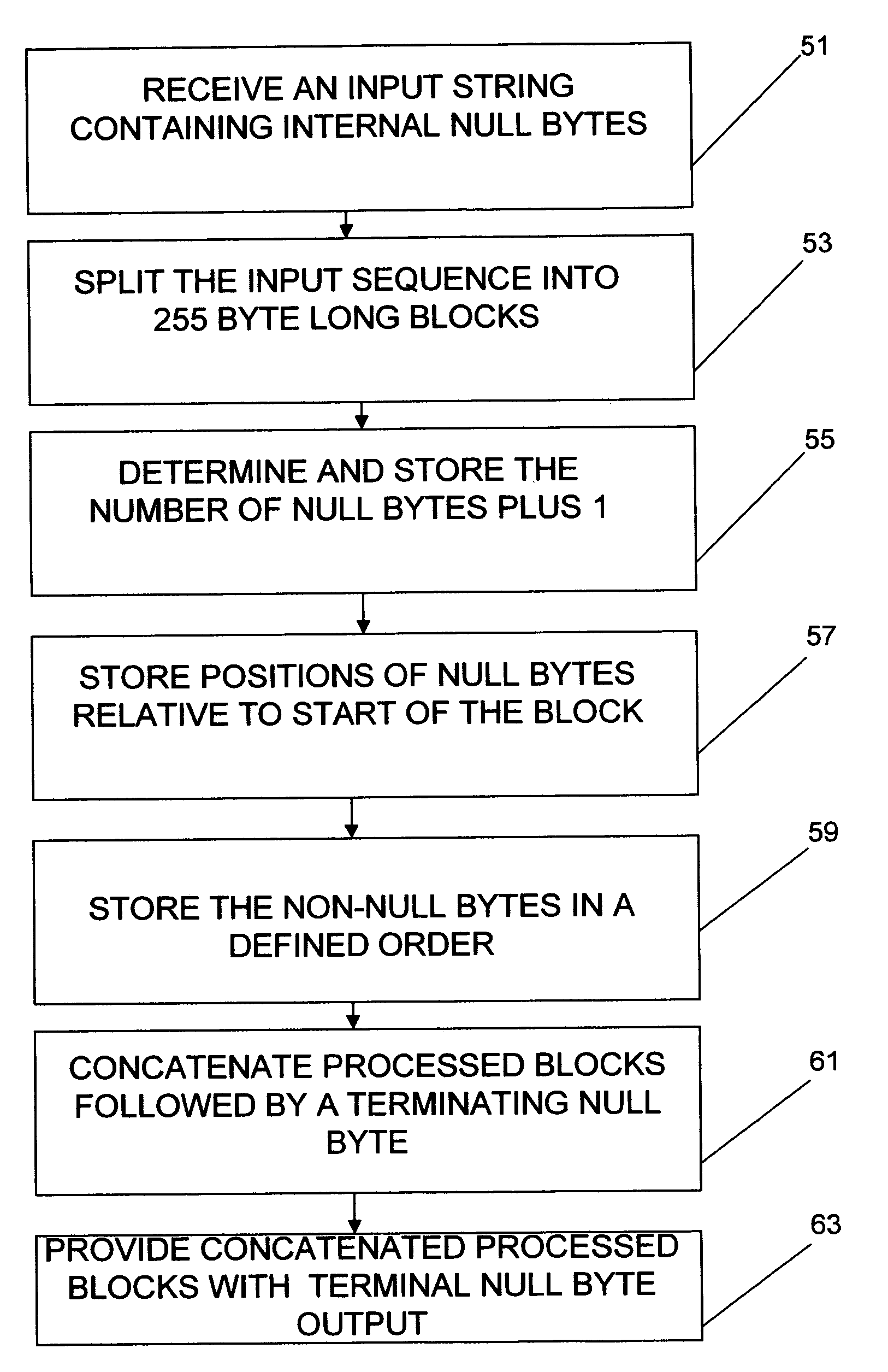 Method and apparatus for encoding binary data as a zero terminated string