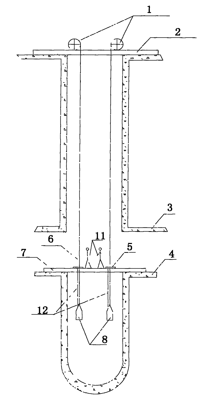 Integral line stabilizing technique for vertical pit construction