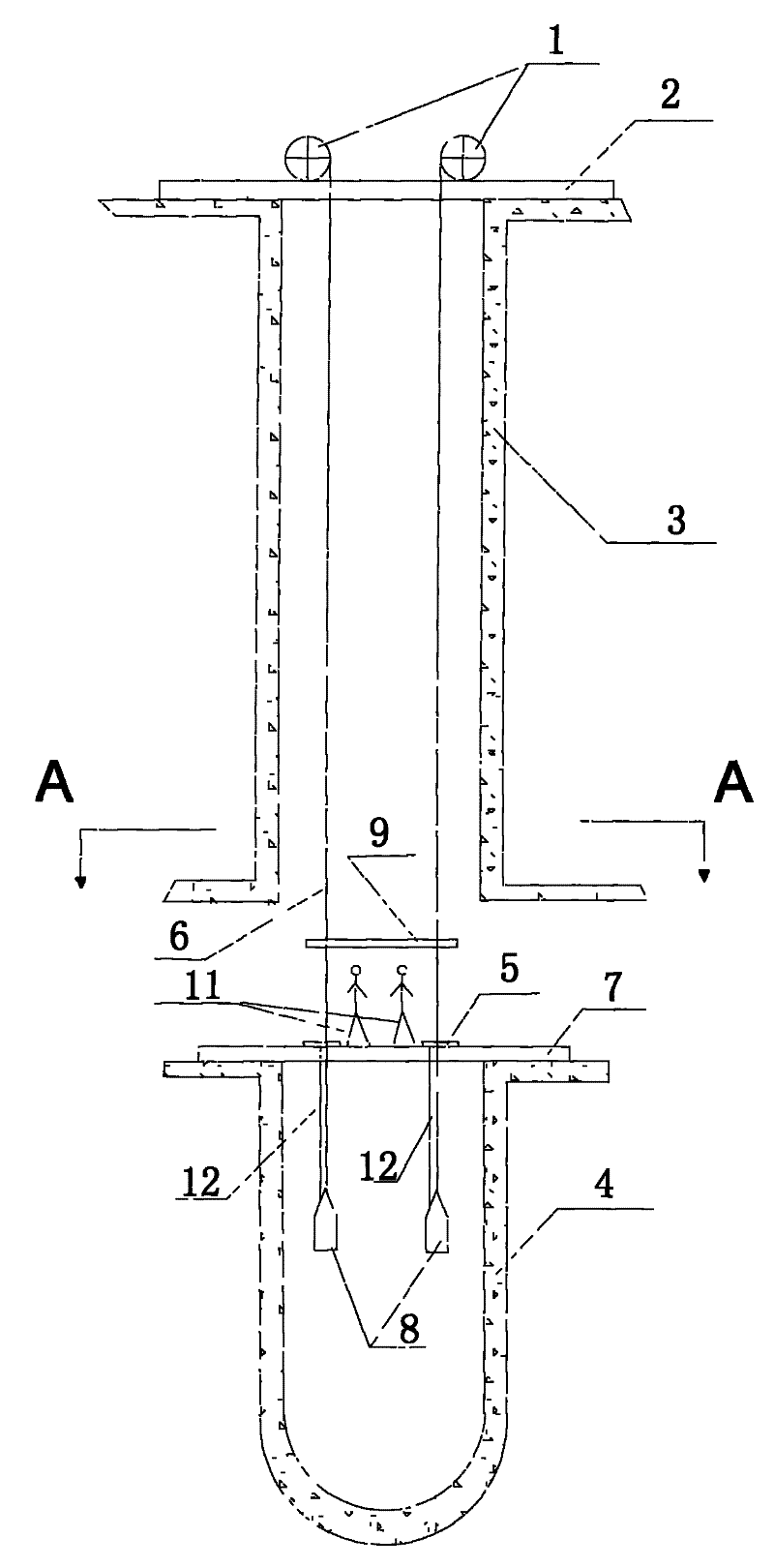 Integral line stabilizing technique for vertical pit construction