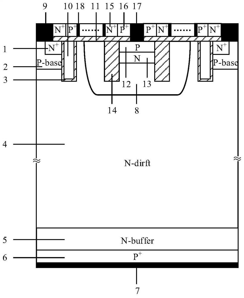 Trench gate igbt device with pnp punchthrough transistor