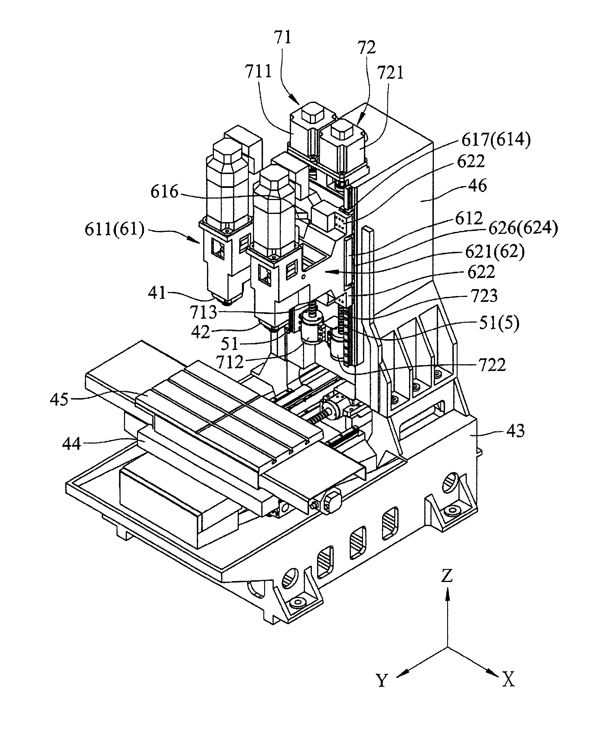 CNC dual-spindle transmission device