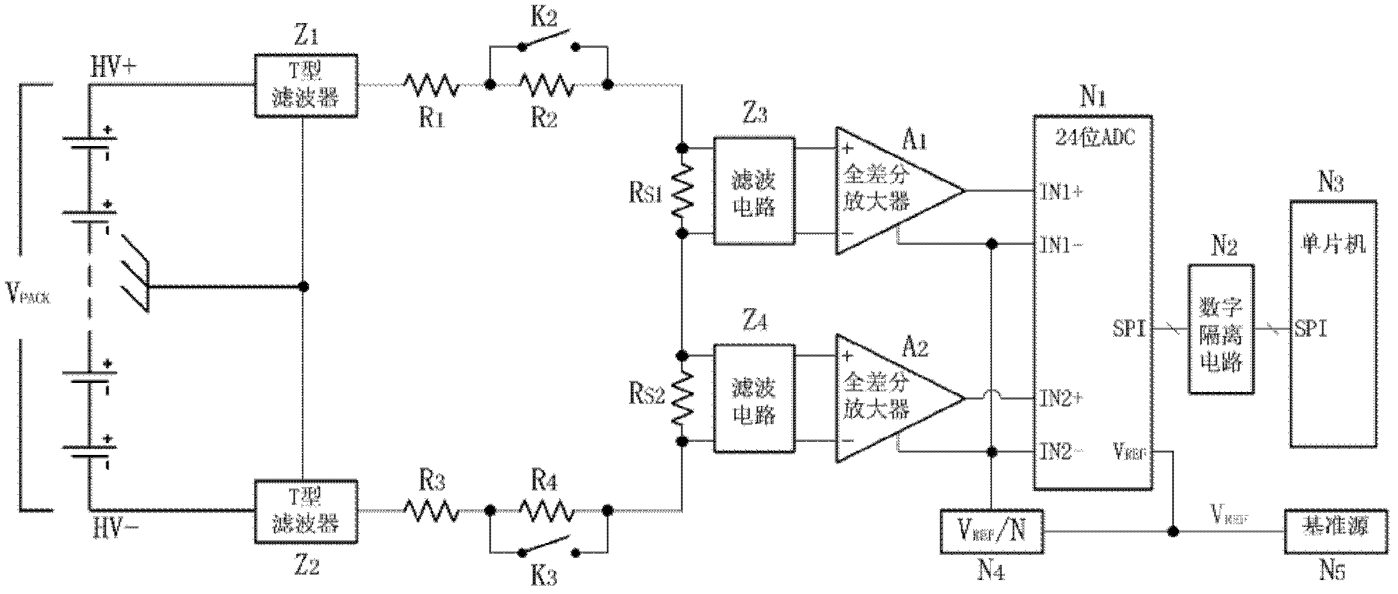 Integrated device for detecting high-pressure value and insulating resistance value of battery pack