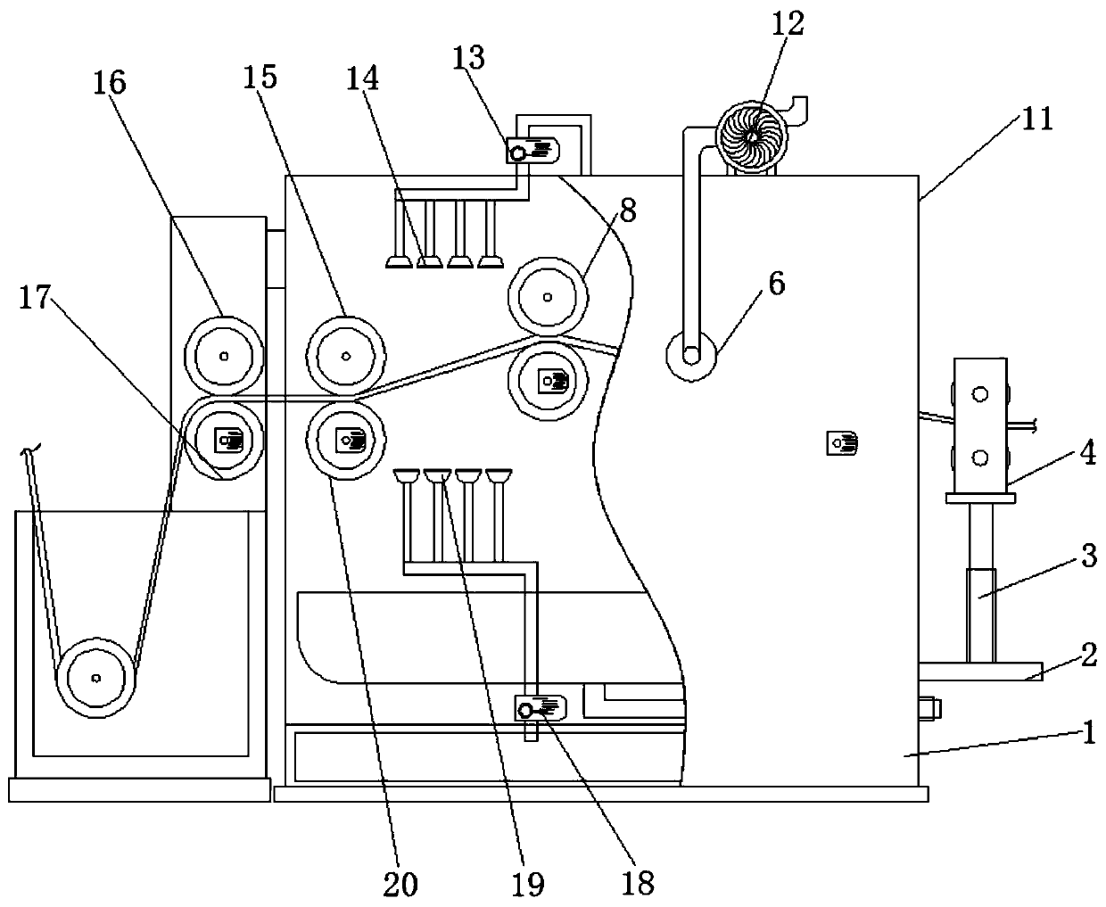 Winding drum cloth automatic feeding device and using method thereof