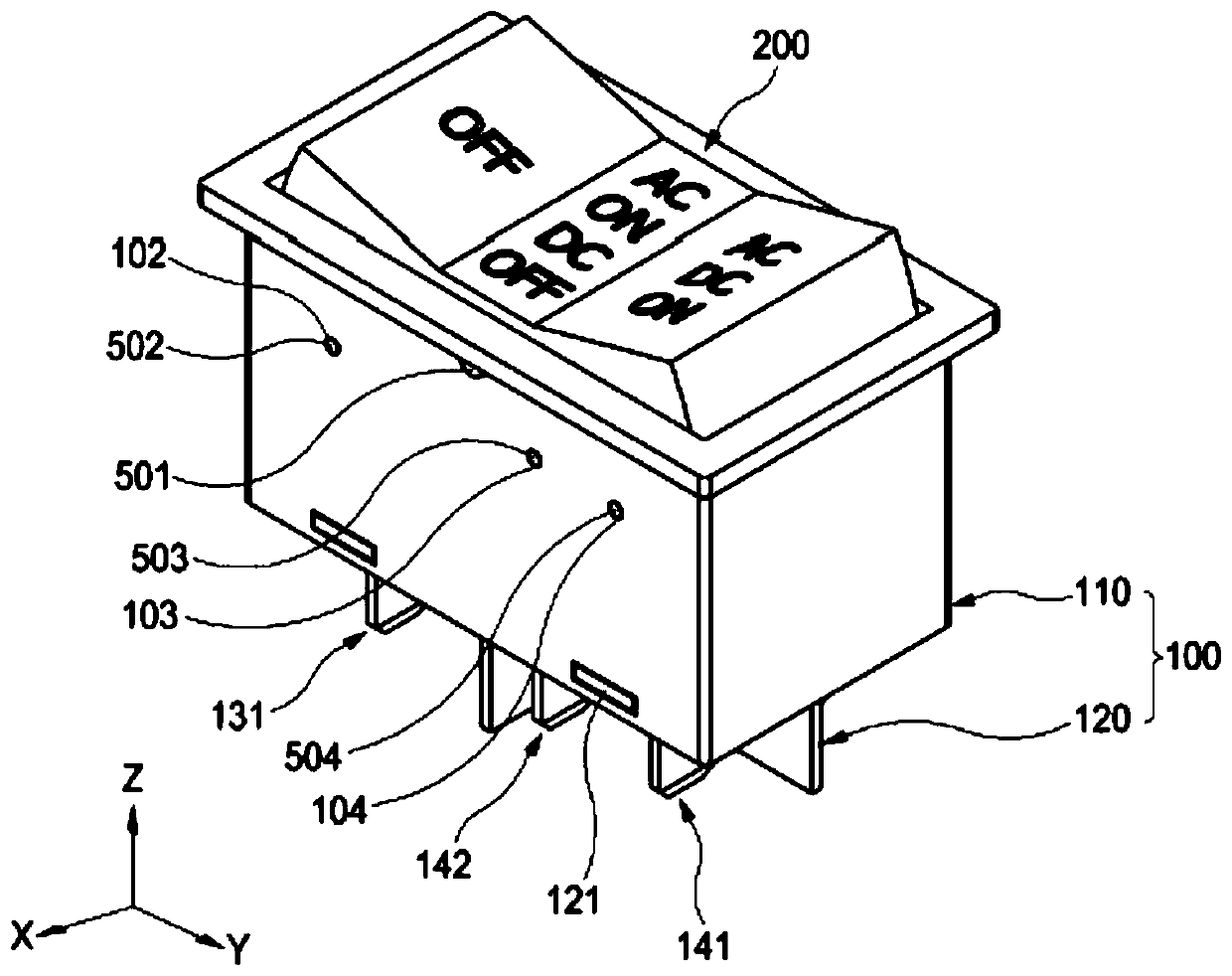 Switch module and electrical electronic device including same installed therein