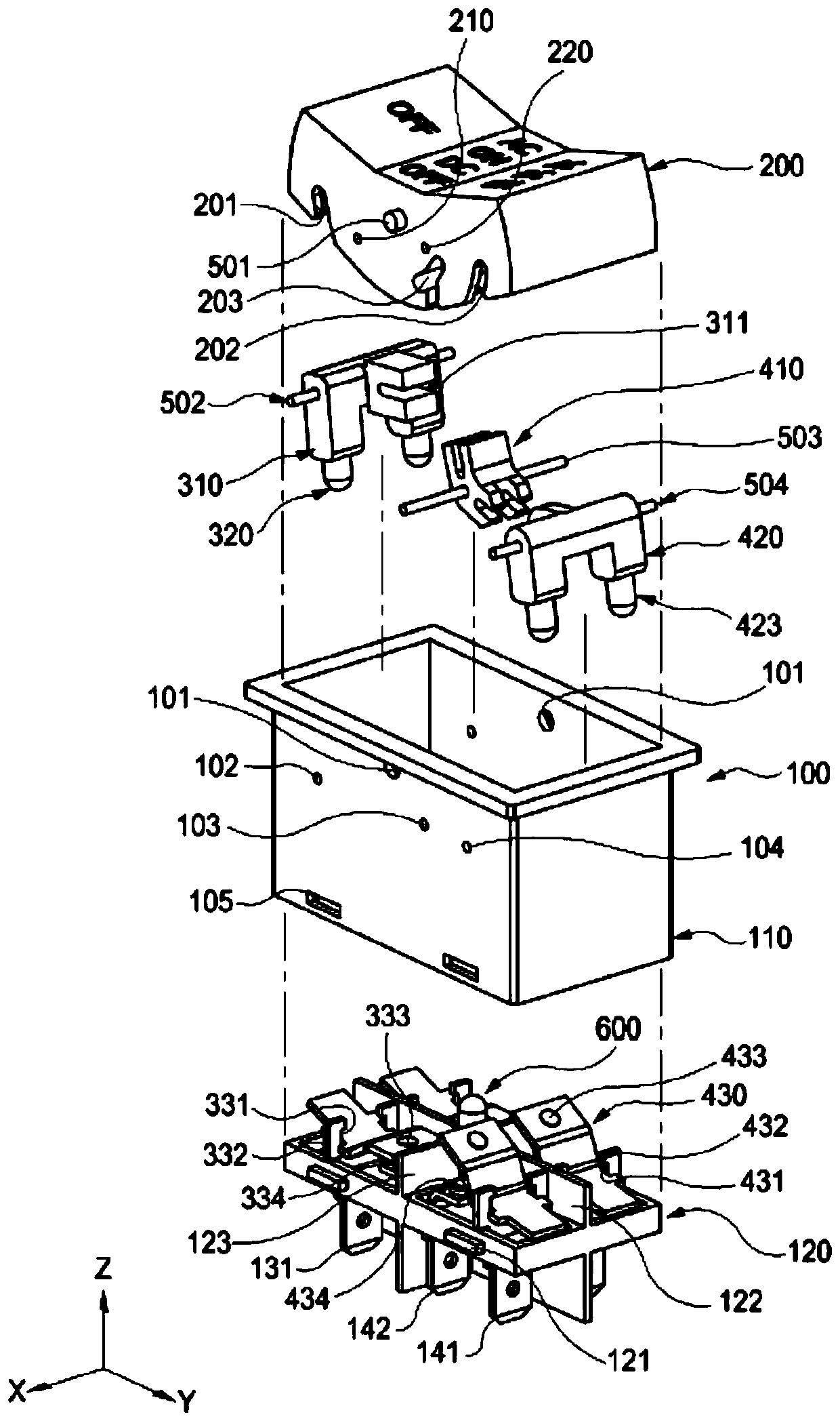 Switch module and electrical electronic device including same installed therein