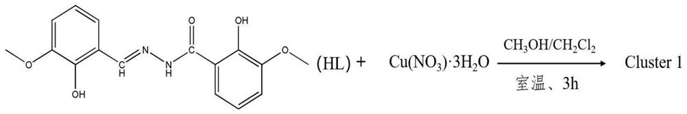 Synthesis method for constructing tetranuclear copper cluster compound through polydentate Schiff base ligand