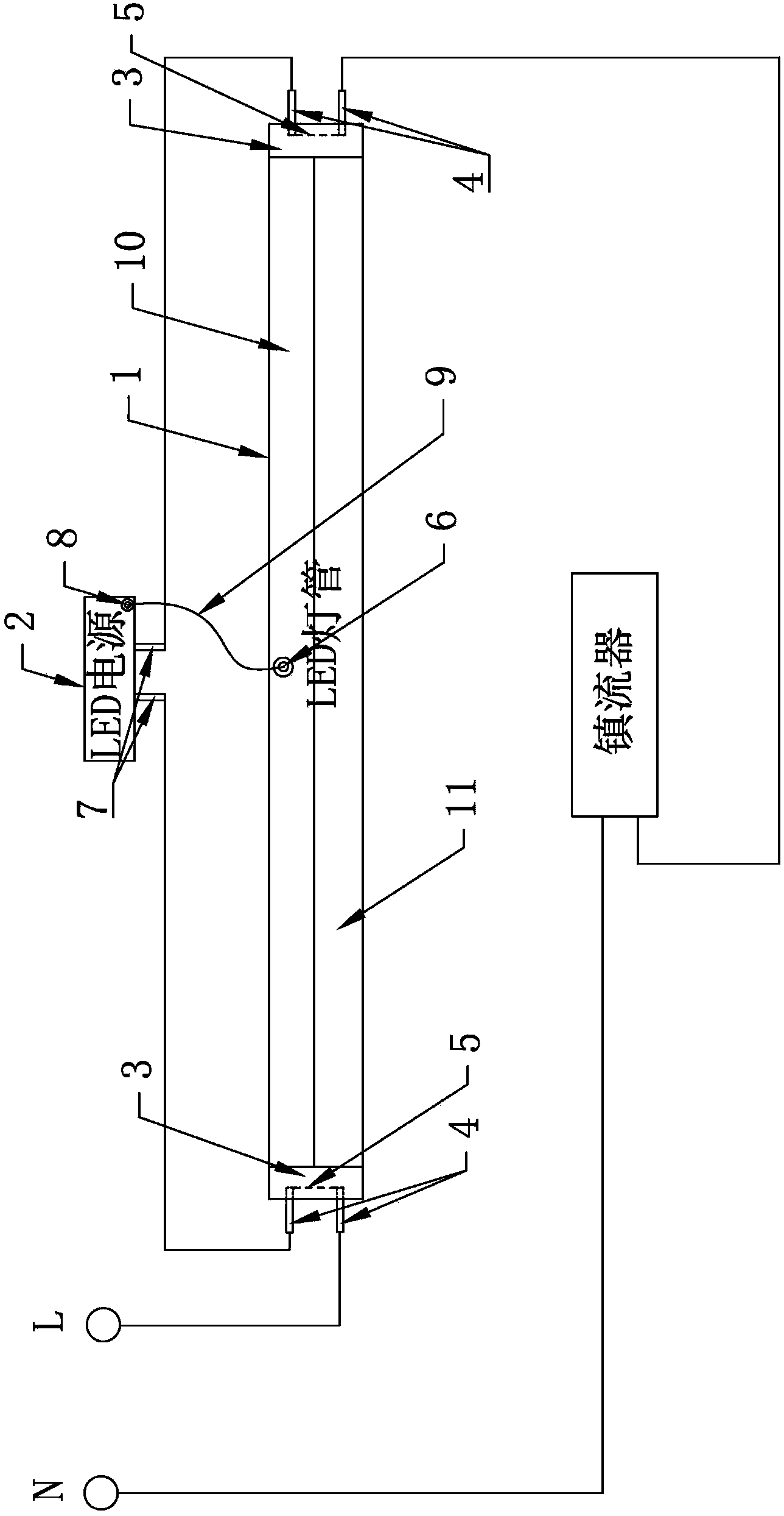 LED daylight lamp device capable of directly replacing fluorescent lamp