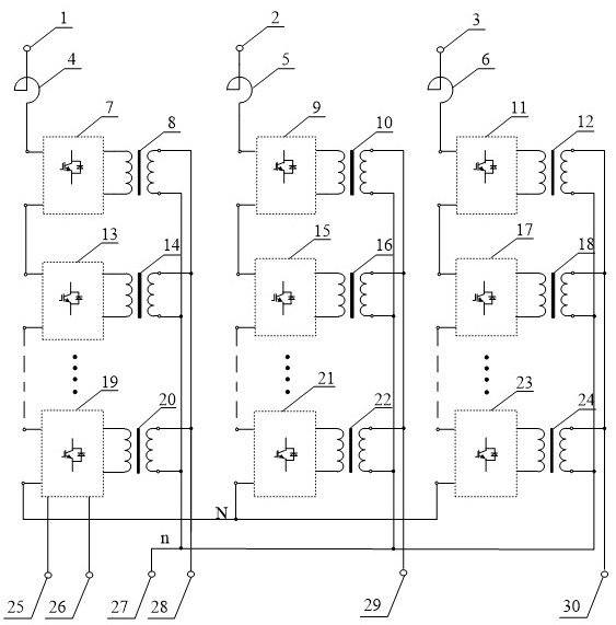 Dynamic voltage compensation device and control method for AC-DC hybrid distribution network