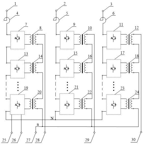 Dynamic voltage compensation device and control method for AC-DC hybrid distribution network