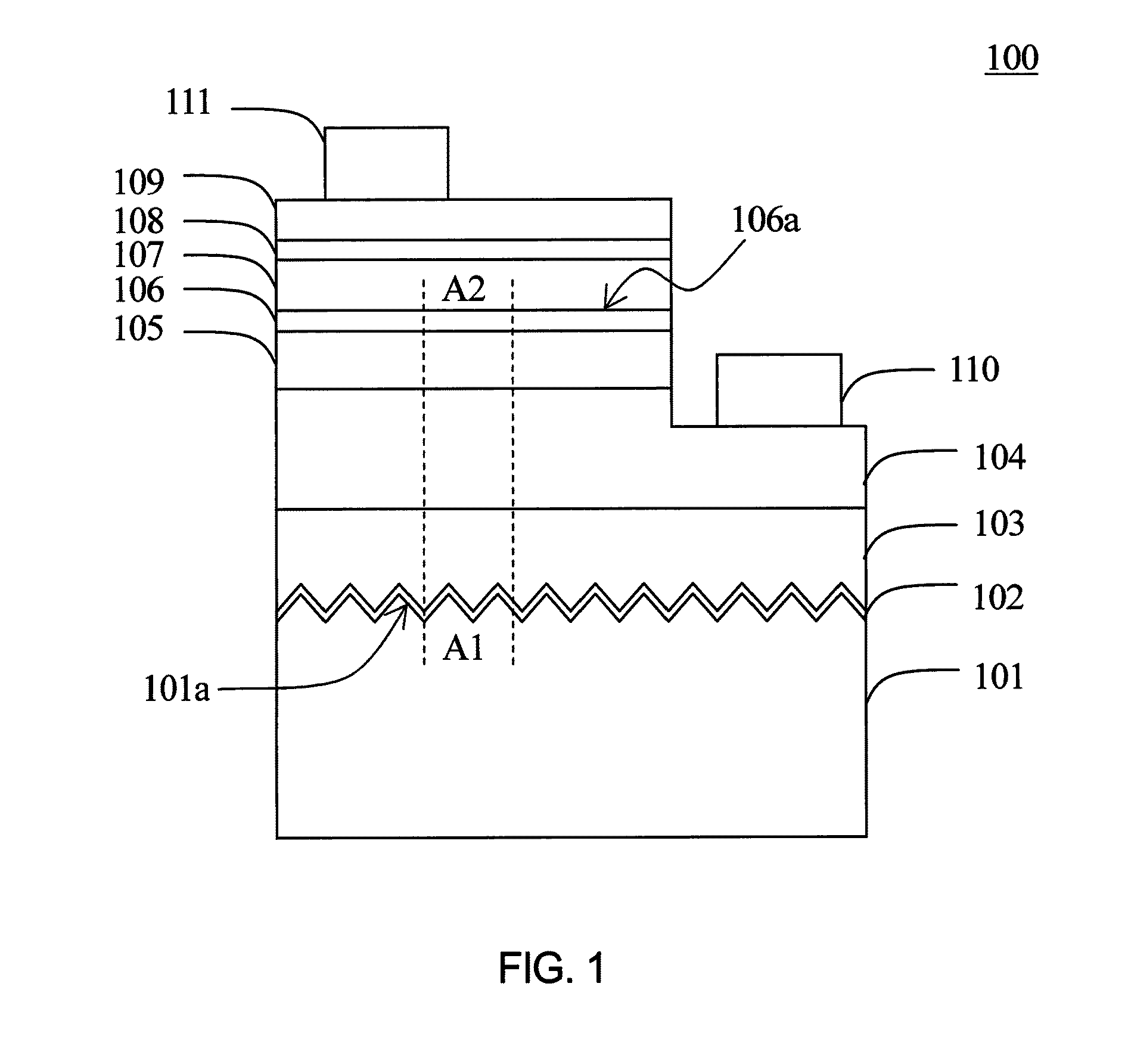 Light-emitting device having a patterned surface