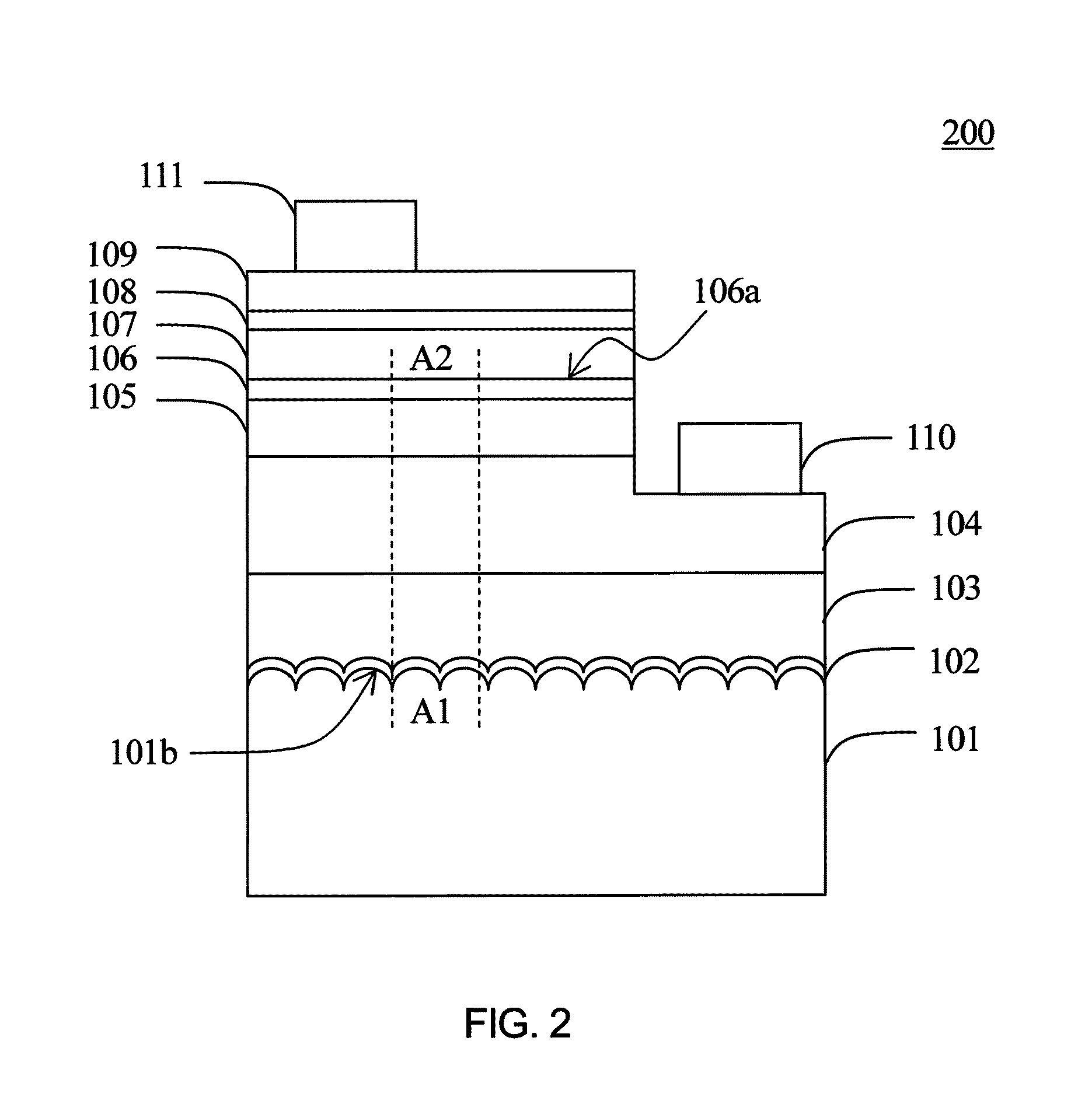 Light-emitting device having a patterned surface