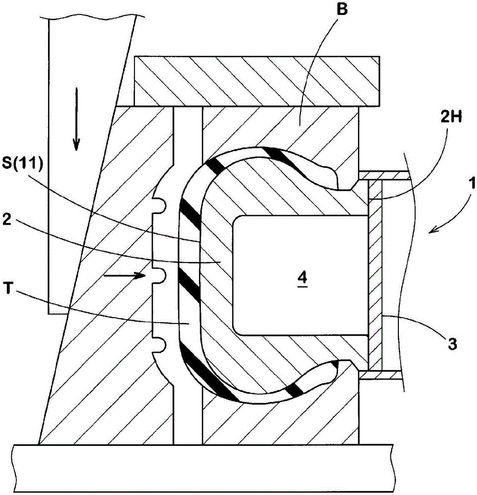 Rigid core for tire forming, and tire manufacturing method using same
