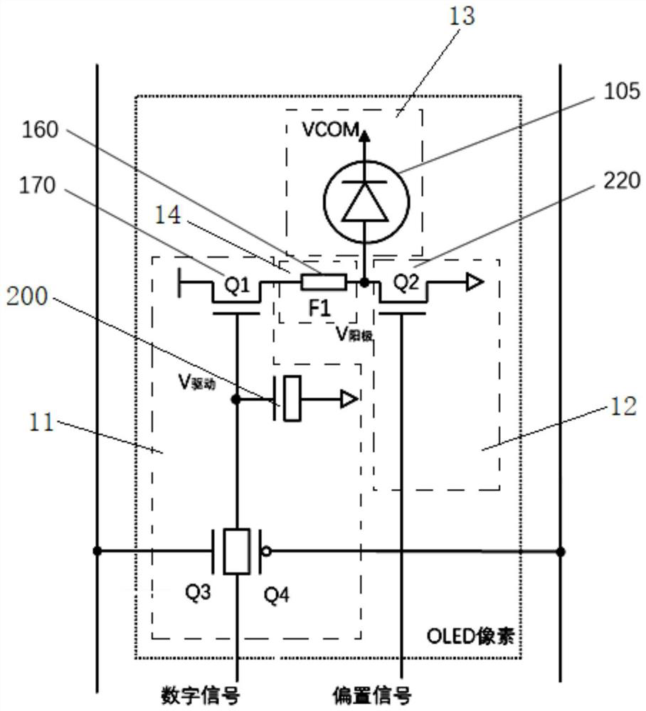 Driving circuit and repairing method for repairing normally-on OLED pixel, and display device