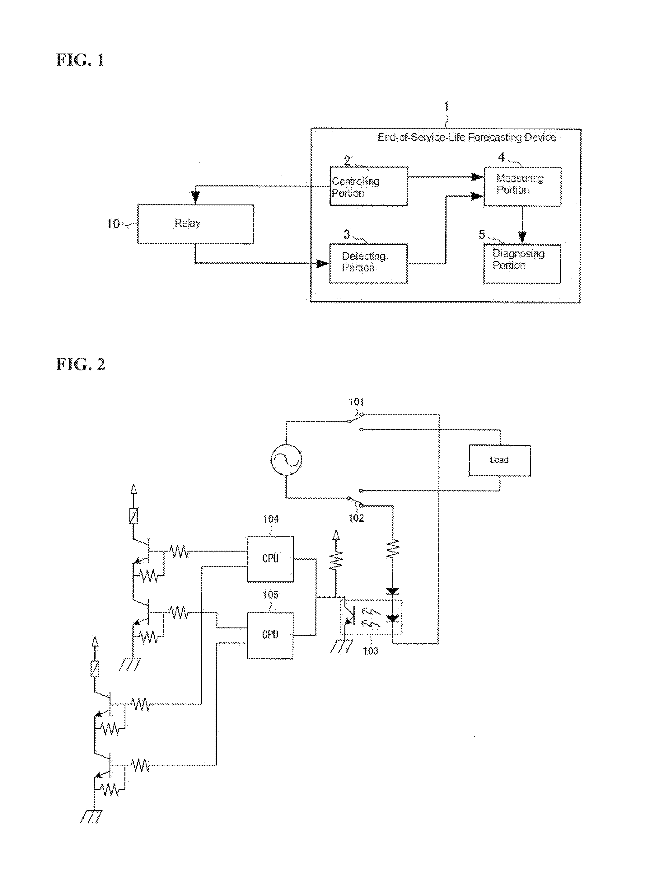 Relay end-of-service-life forecasting device