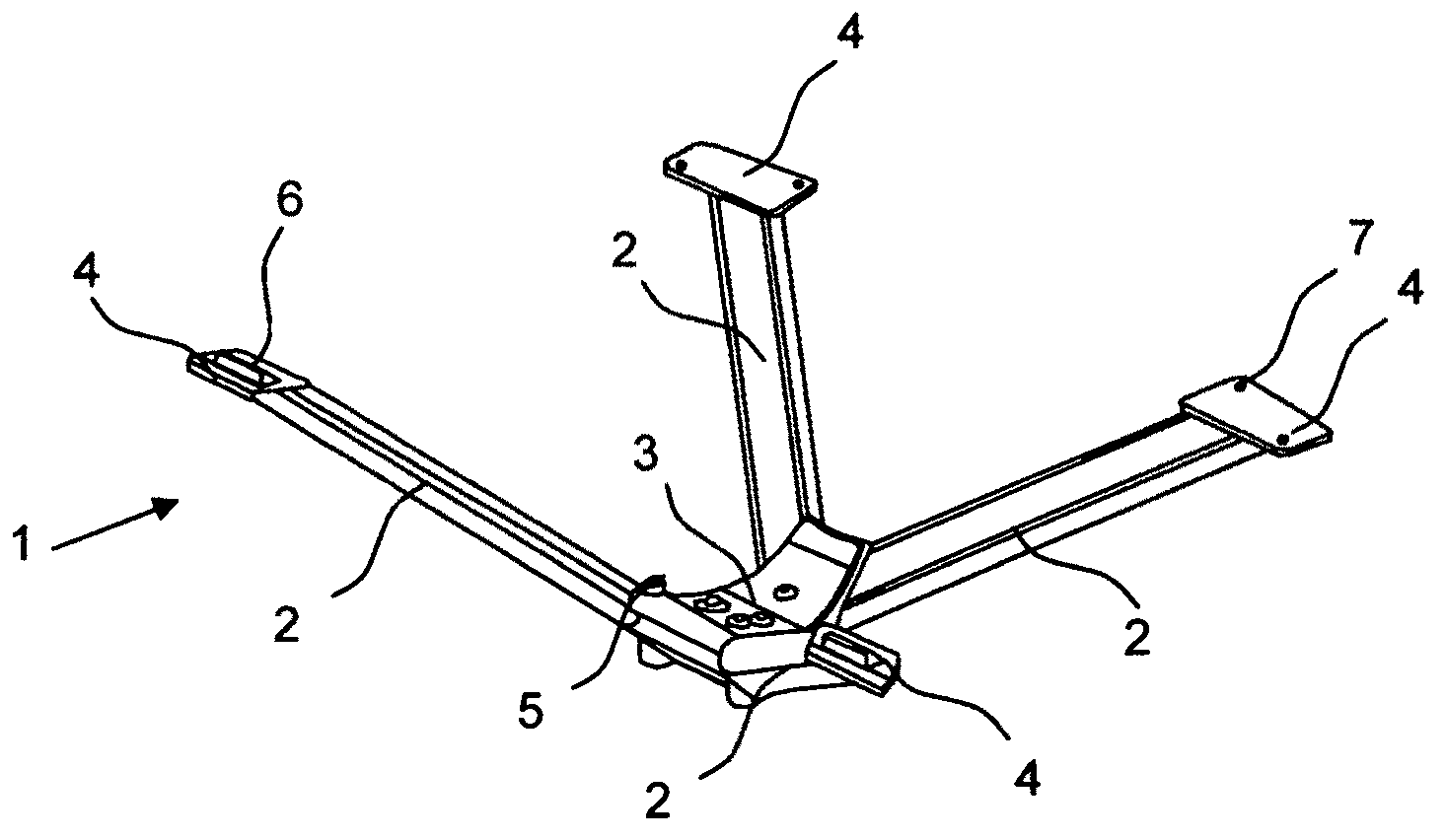 Diagonal strut device, method for manufacturing same and motor vehicle underfloor reinforced by means of diagonal structure device